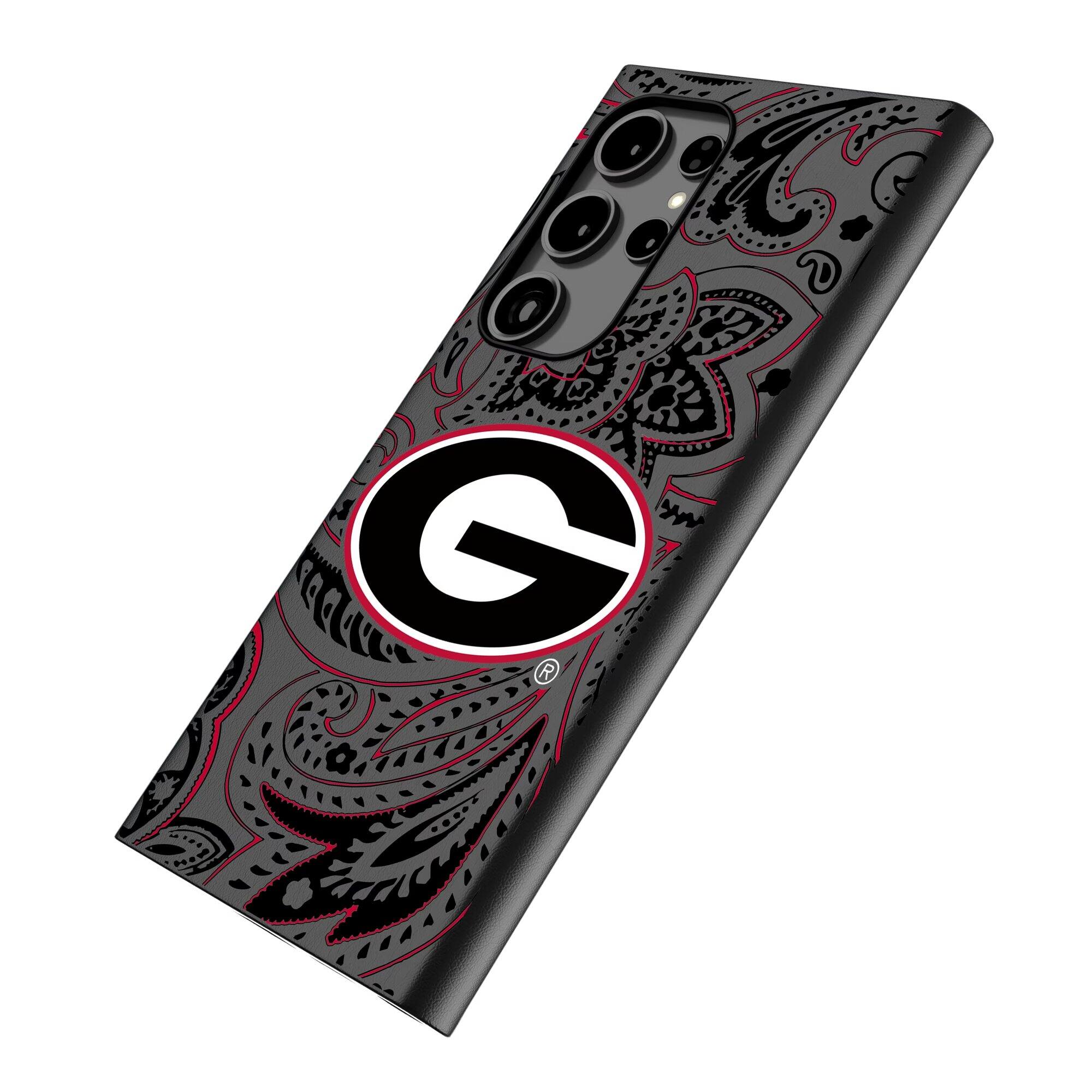 Alt View 1. Keyscaper - Georgia Bulldogs Paisley Galaxy Magnetic Bump Case - S25 Ultra - Black.