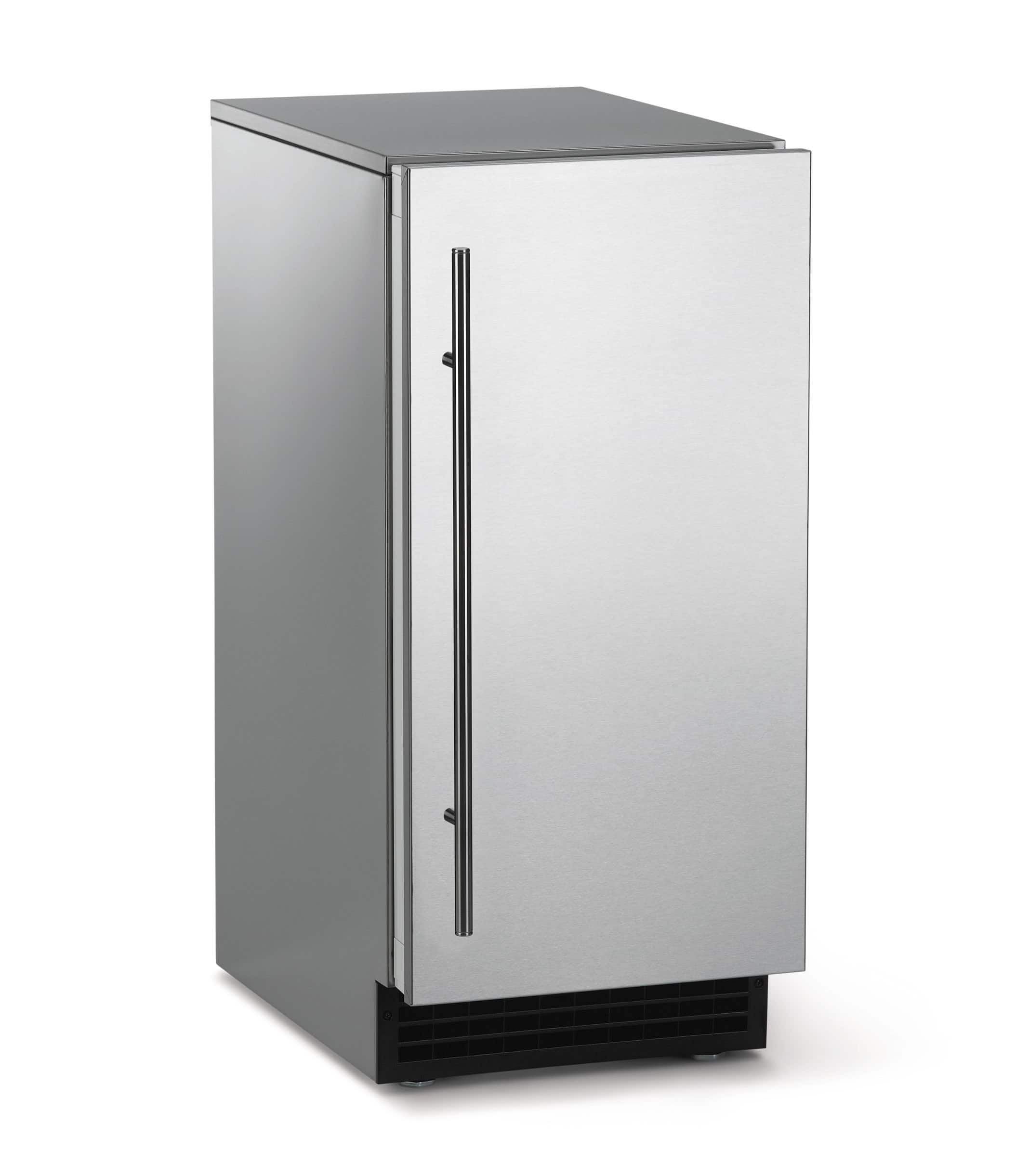 Angle. Scotsman - 35 lb Built-in Panel Ready Indoor Gourmet Top Hat Clear Ice Machine with Pump - Panel Ready.