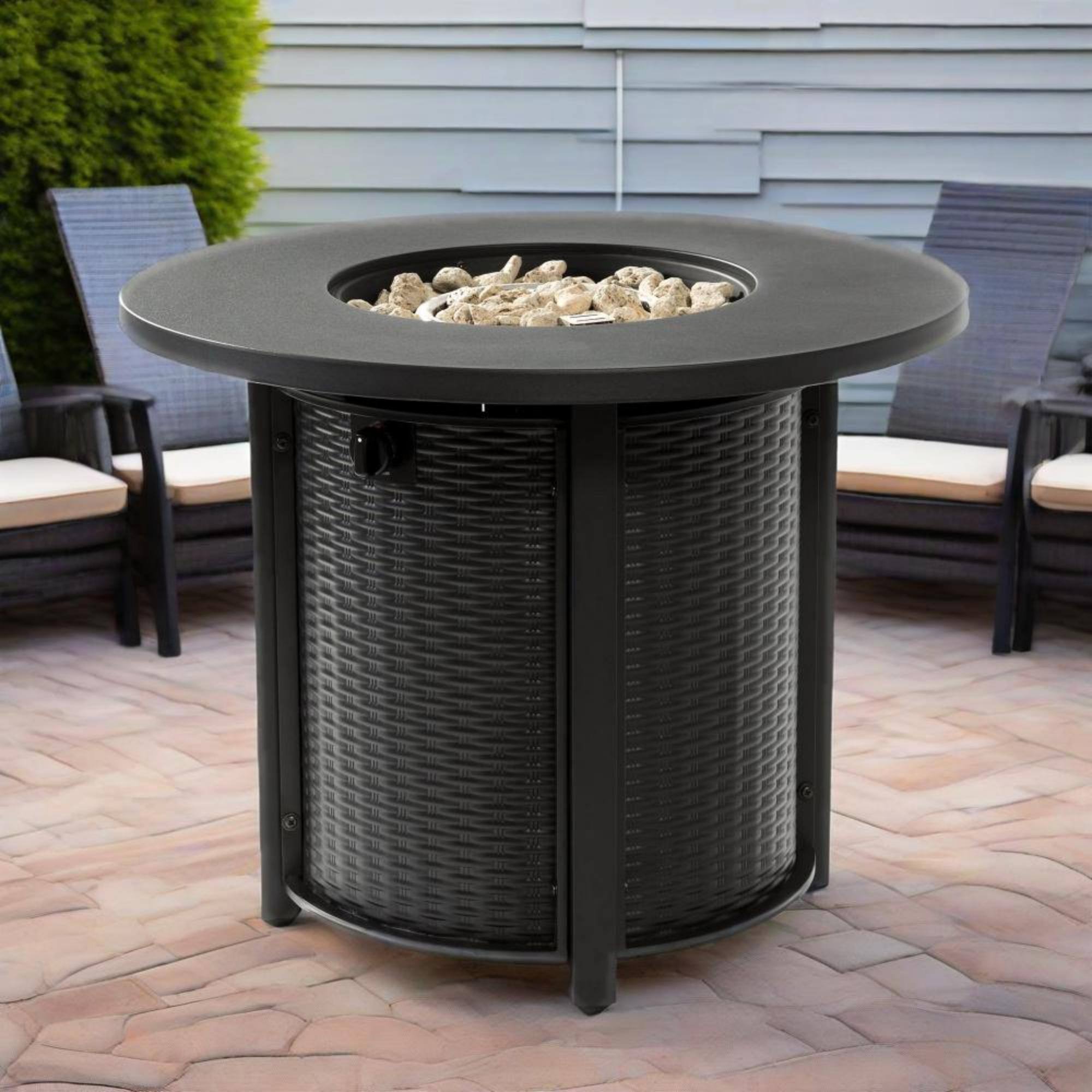 Back. Dexmalle - Dexmalle-Propane Gas Steel 50000 BTU Fire Pit Table-Black.