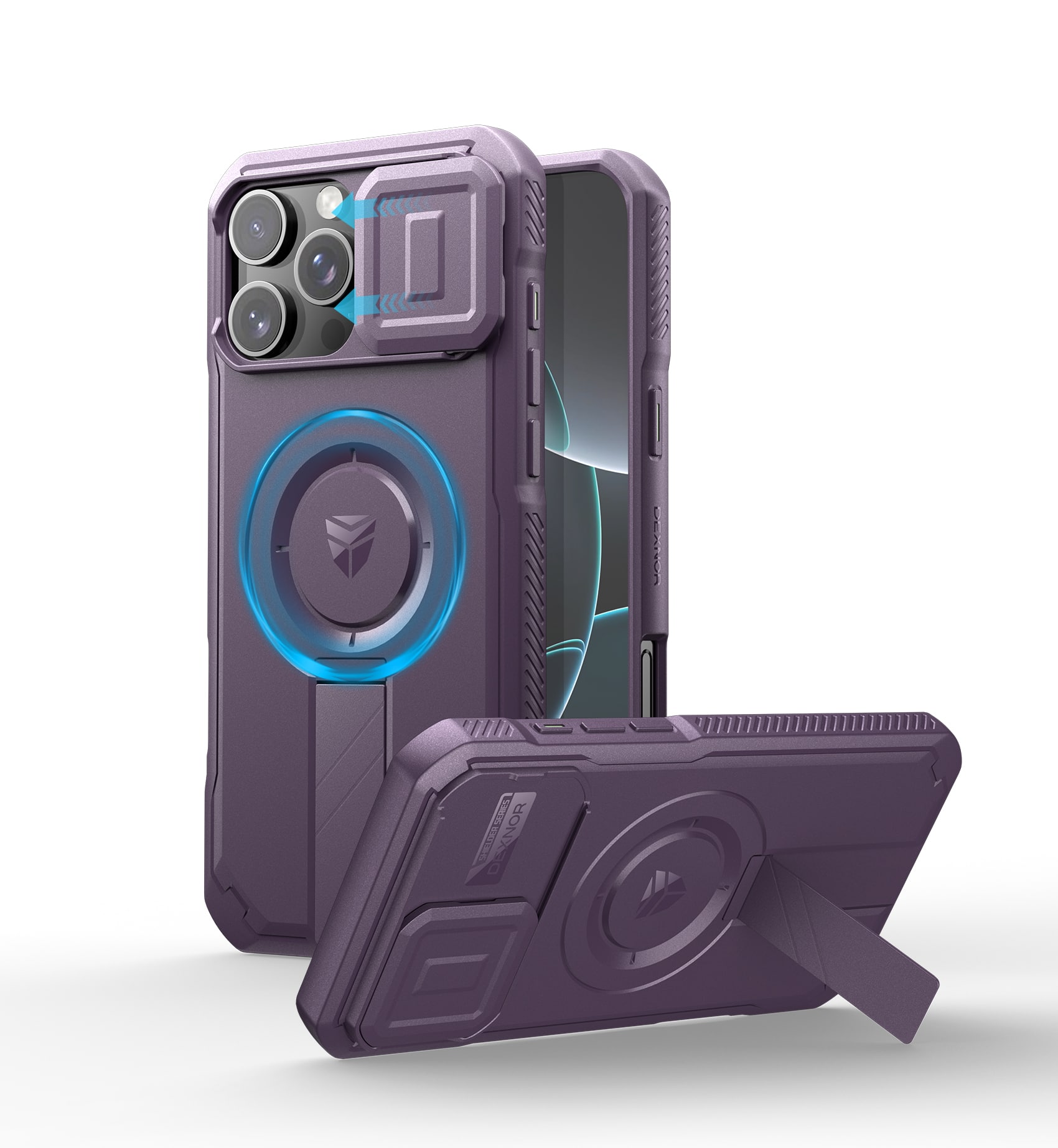 dexnor - for iPhone 16 Pro Max Case with Slide Camera Cover & Adjustable Kickstand,Phantom Purple - Maroon Red price history on PriceWatchPro