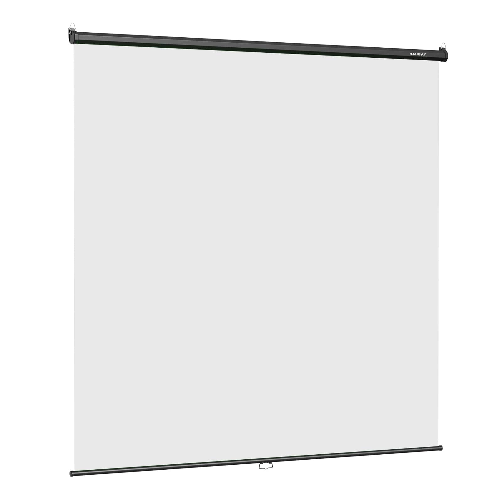 RAUBAY - 6.7′ x 7.2′ Pull Down Screen Backdrop Retractable Collapsible Wall-Mount Background - White