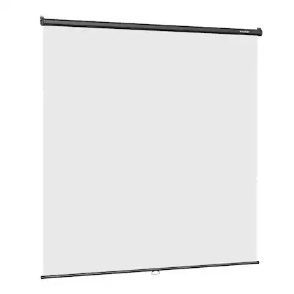 Front. RAUBAY - 6.7′ x 7.2′ Pull Down White Screen Backdrop Retractable Collapsible Wall-Mount Background - White.