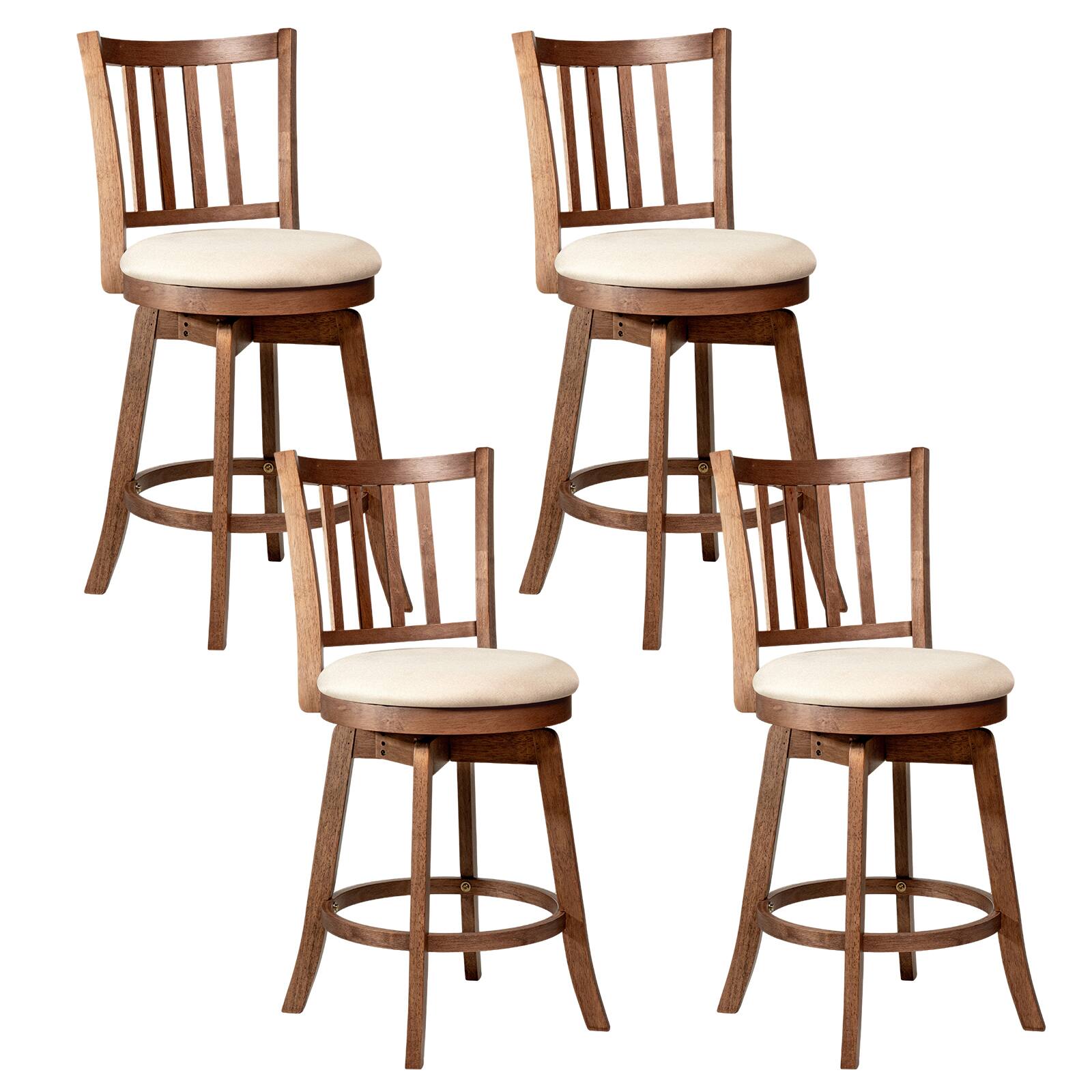 Gymax - 25'' Swivel Counter Barstools Set of 4 w/Backrest & Upholstered Seat Footrest - Brown price history on PriceWatchPro