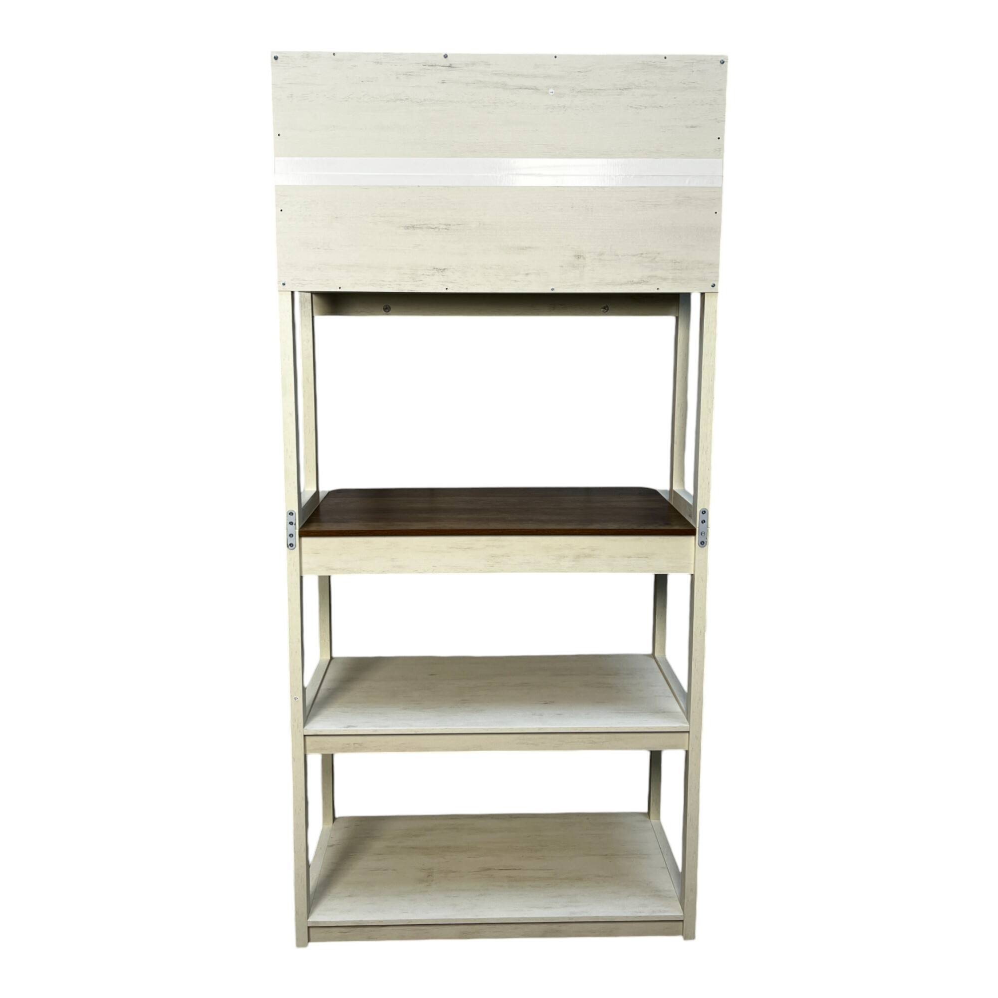 Alt View 4. ELEMENT ACE - 31.50" 5-Tier Bakers Rack for Kitchen with Storage, Coffee Bar, Kitchen Shelves, Microwave Stand - Brown+White.