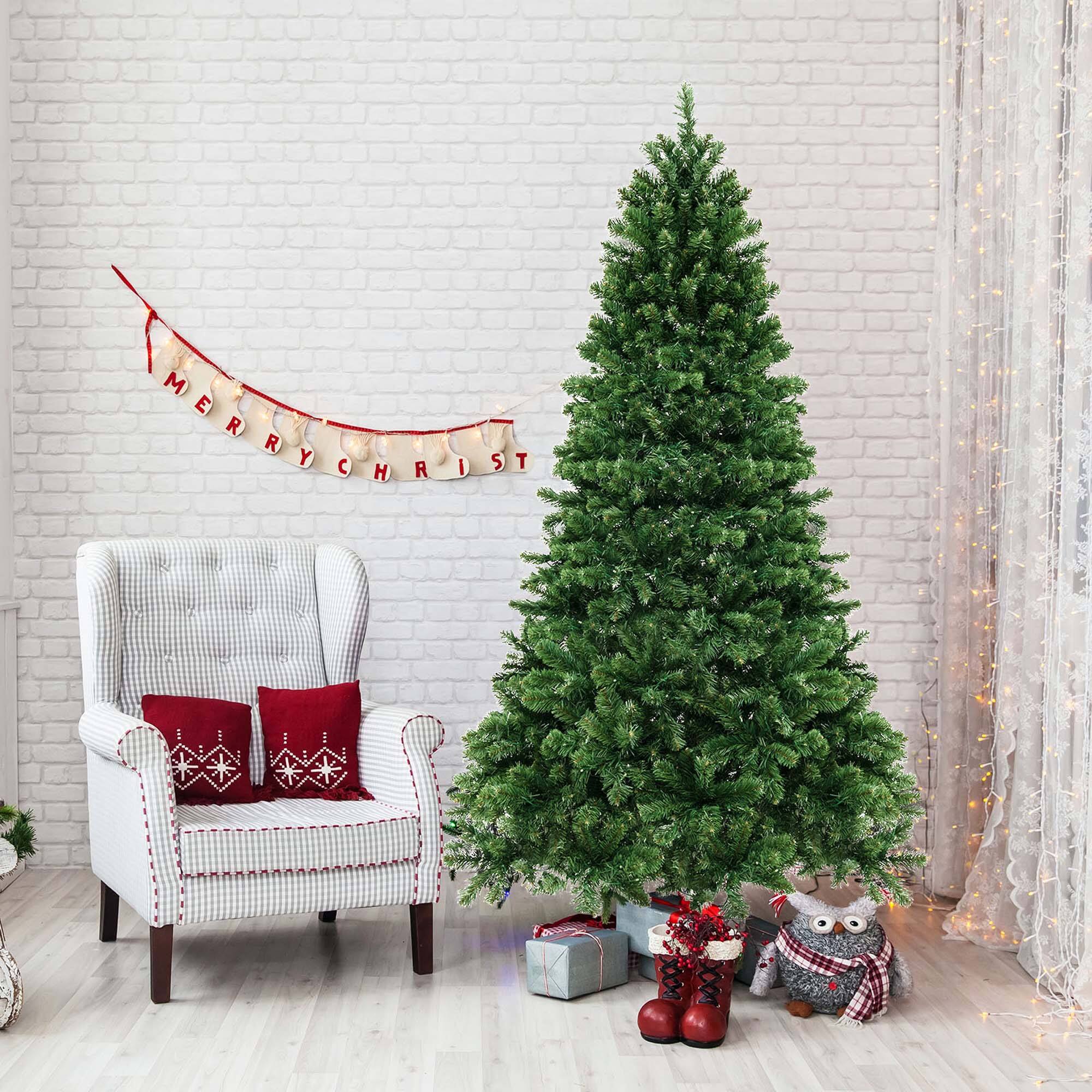 Alt View 14. Costway - 7ft Artificial Christmas Tree 700 Warm LED Lights Xmas Decoration - Green.