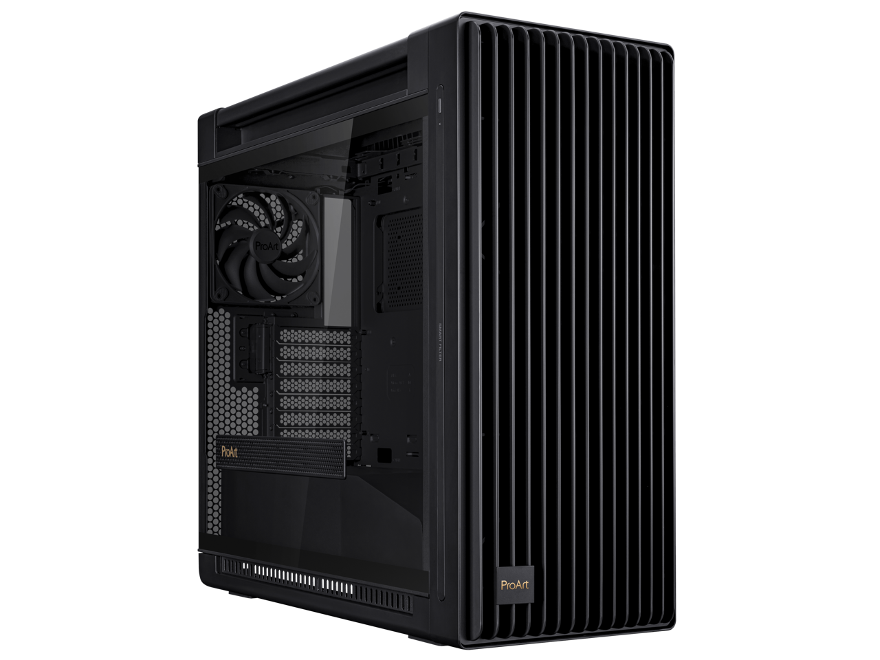 ASUS - ProArt PA602 E-ATX Case, 420mm Rad, Dual 200mm Fans, Tool-Less PCIe & GPU Holder, USB-C I/O - Black