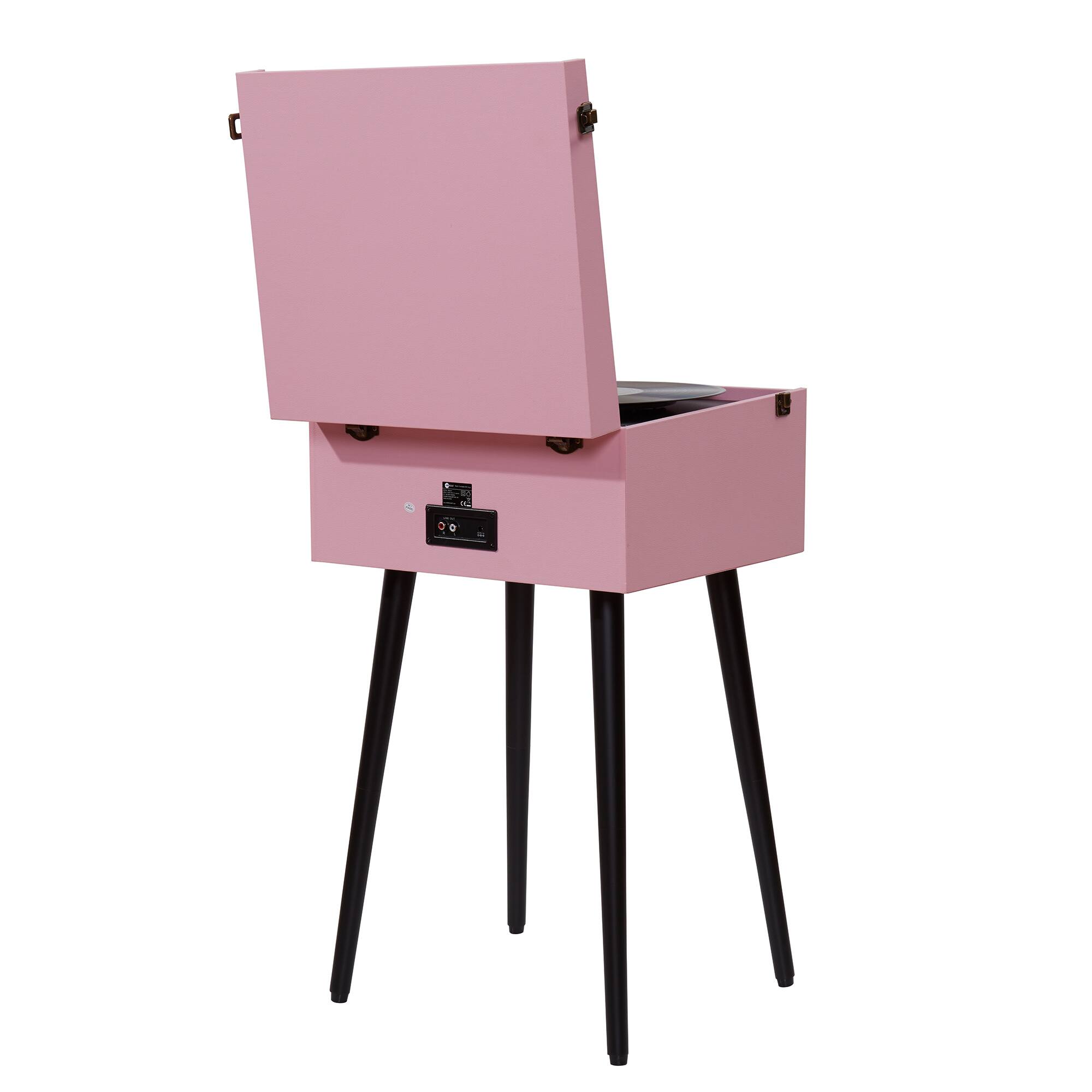 Back. Arkrocket - Arkrocket Discovery II 3-Speed Bluetooth Turntable with Speakers & Removable Legs – Pink - Pink.