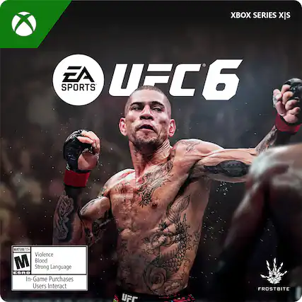 XBOX SERIES X|S
EA SPORTS UFC 6
MATURE 13+
Violence
Blood
Strong Language
ESRB
In-Game Purchases
Users Interact
FROSTBITE - M (Mature 17+)