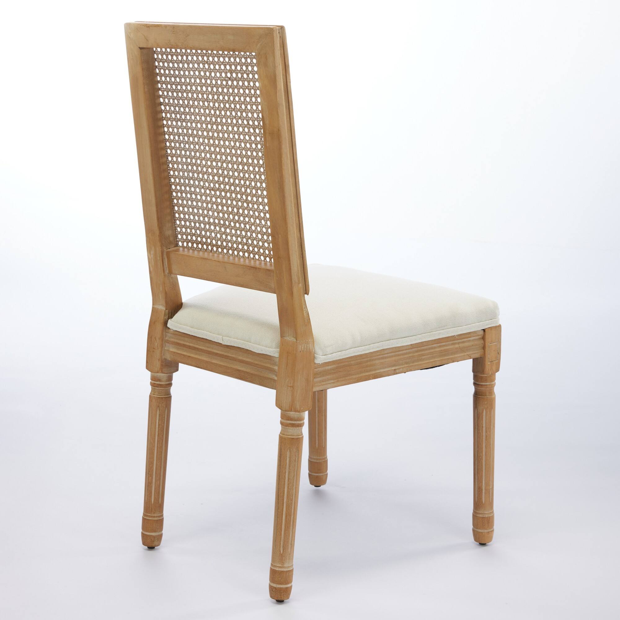 Alt View 2. GOODSILO - French-Inspired Dining Chairs Set of 2 with Rattan Backrest and Solid Wood Frame for Elegant Home Decor - Beige.