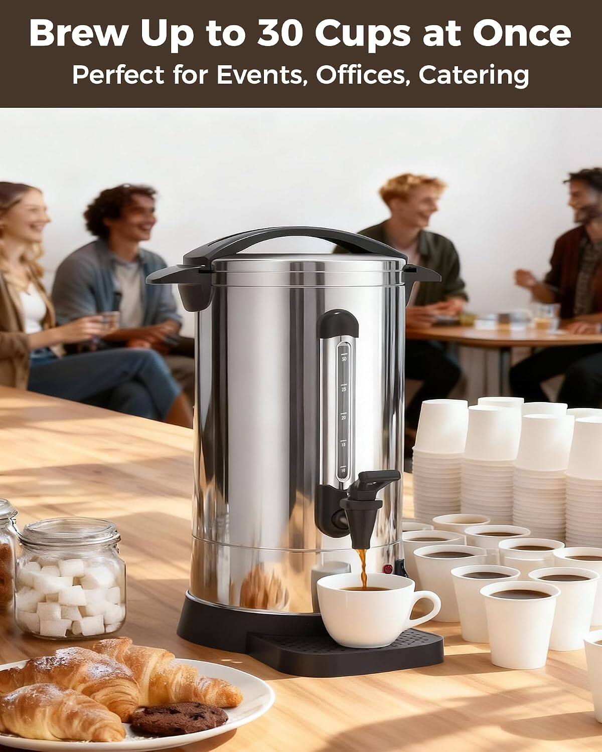 Brew Up to 30 Cups at Once  
Perfect for Events, Offices, Catering