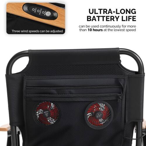 Three wind speeds can be adjusted. ULTRA-LONG BATTERY LIFE can be used continuously for more than 10 hours at the lowest speed.