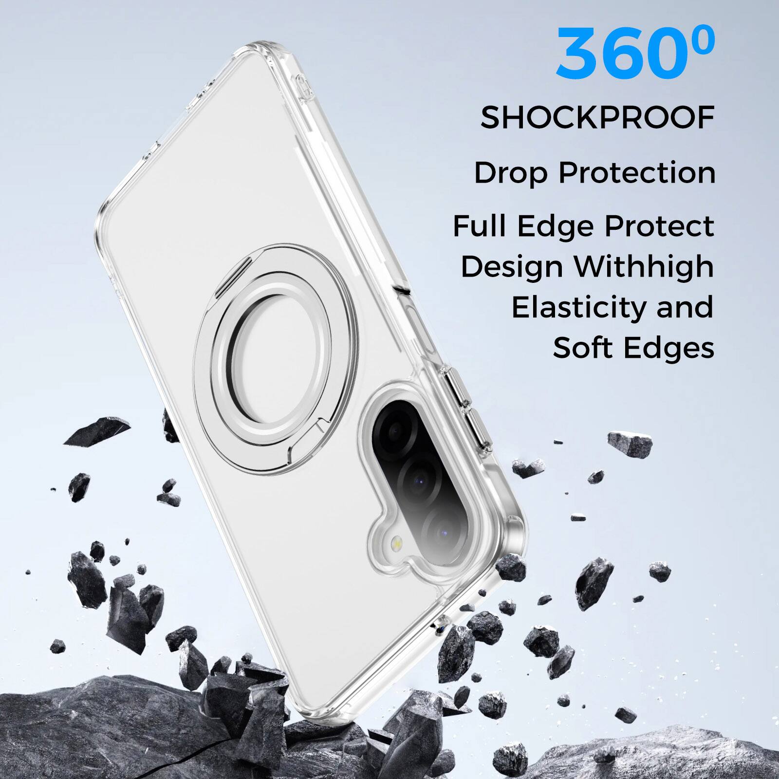 360° SHOCKPROOF  
Drop Protection  
Full Edge Protect Design With High Elasticity and Soft Edges