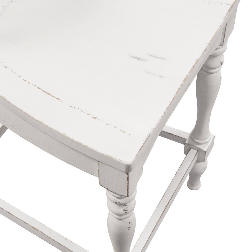 Left. Liberty Furniture Industries - Magnolia Manor Spindle Back Counter Chair (RTA)-Set of 2 in Antique White - White.