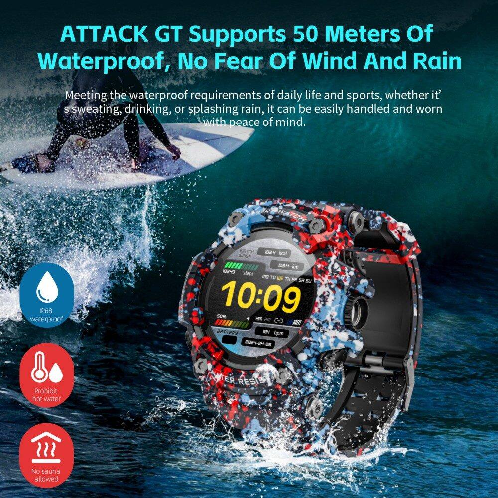 ATTACK GT Supports 50 Meters Of Waterproof, No Fear Of Wind And Rain

Meeting the waterproof requirements of daily life and sports, whether it's sweating, drinking, or splashing rain, it can be easily handled and worn with peace of mind.

IP68 waterproof

Prohibit hot water

No sauna allowed