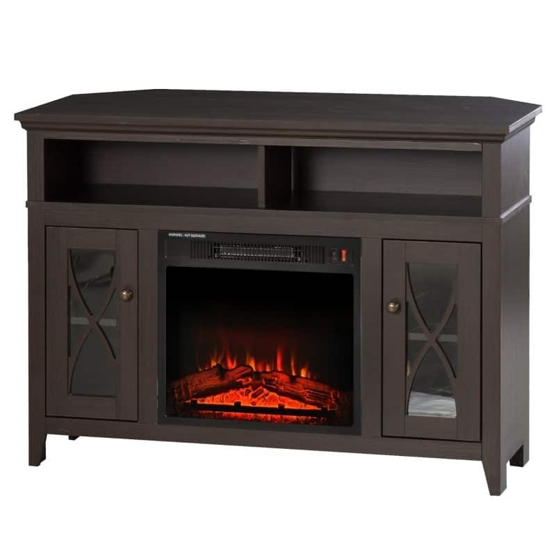 Hivvago - Electric Fireplace Mantel TV Stand w/ Adjustable Shelves 2 Storage Cabinets - Espresso