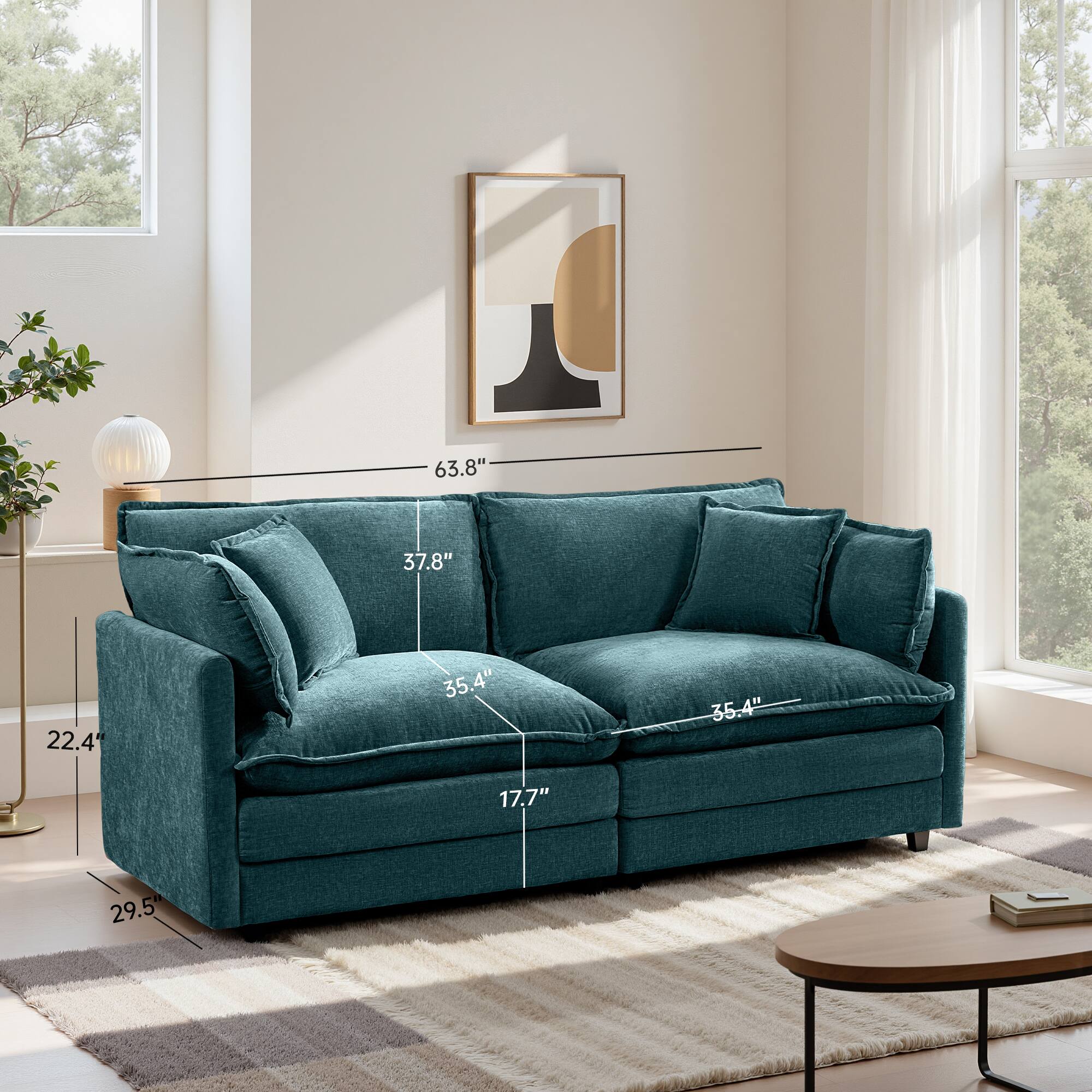 63.8" 37.8" 22.4" 35.4" 35.4" 17.7" 29.5"