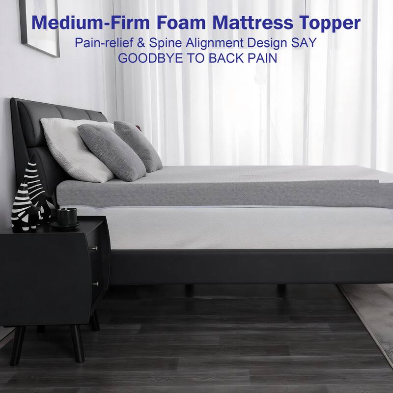 Medium-Firm Foam Mattress Topper  
Pain-relief & Spine Alignment Design SAY GOODBYE TO BACK PAIN