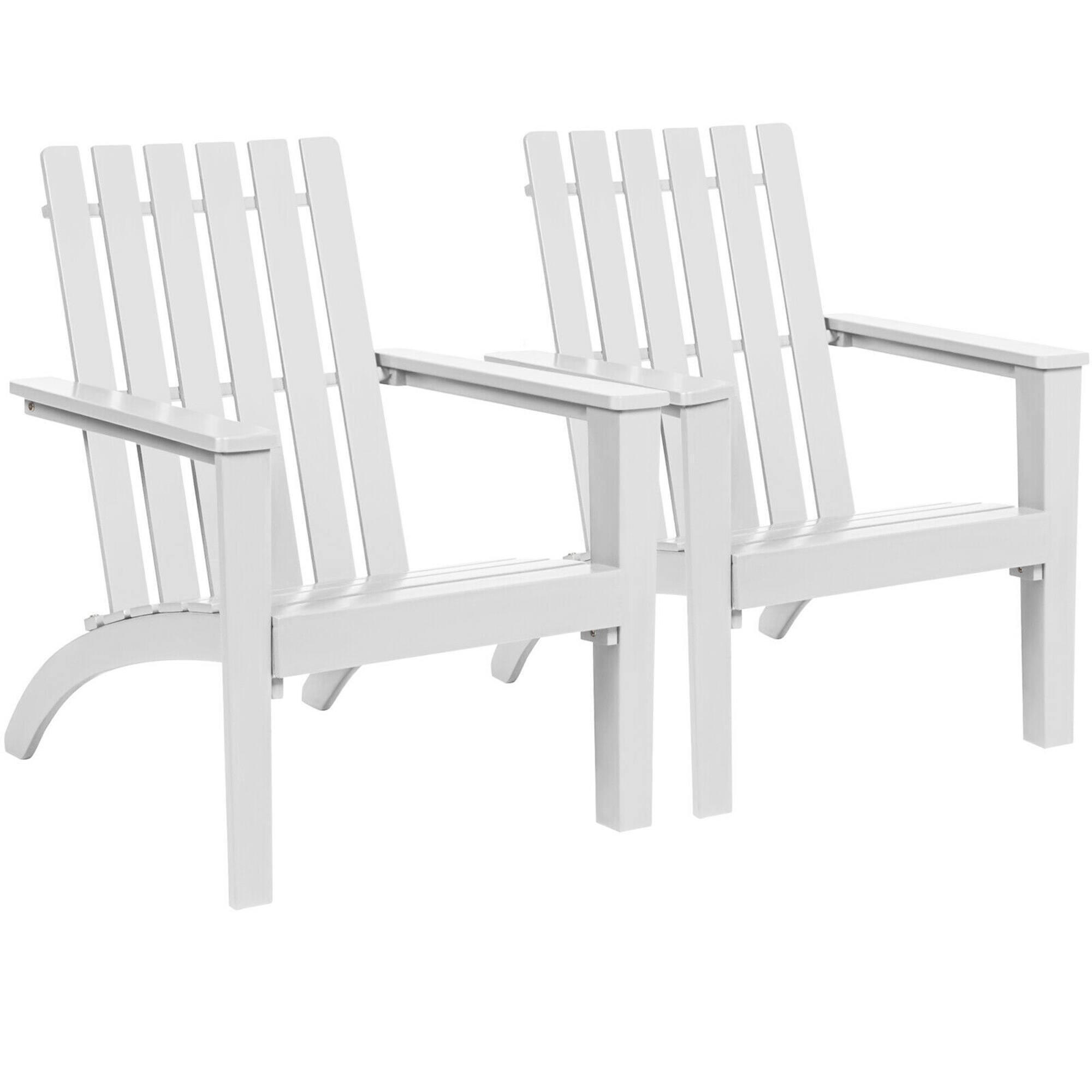 Front. Gymax - Gymax Set of 2 Outdoor Wooden Adirondack Chair Patio Lounge Chair w/ Armrest White - White.