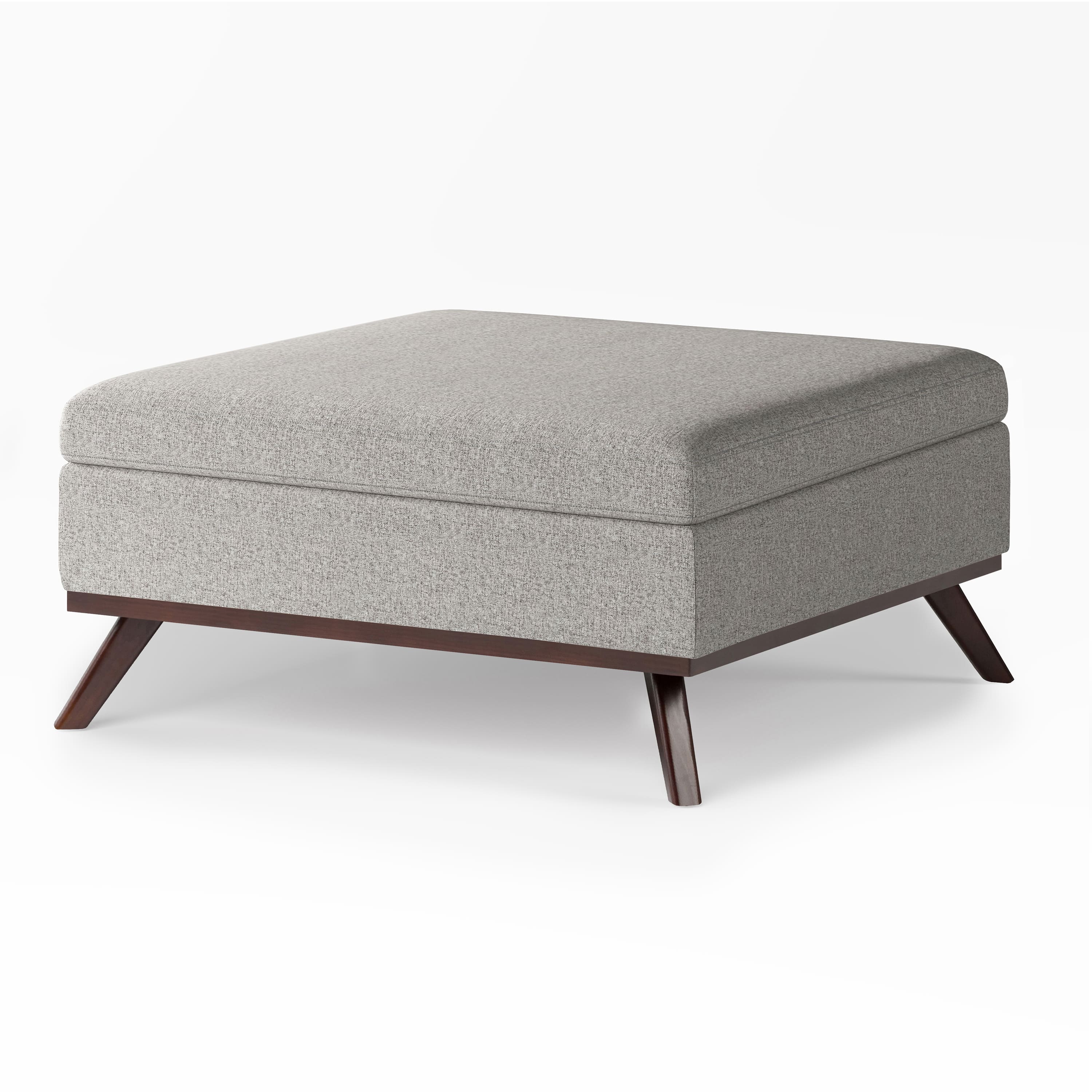 Angle. Simpli Home - Owen Square Coffee Table Storage Ottoman - Cloud Grey.
