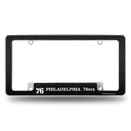 Rico Industries - Philadelphia 76ers NBA Chrome Metal License Plate Frame with Carbon Fiber Design - Multi