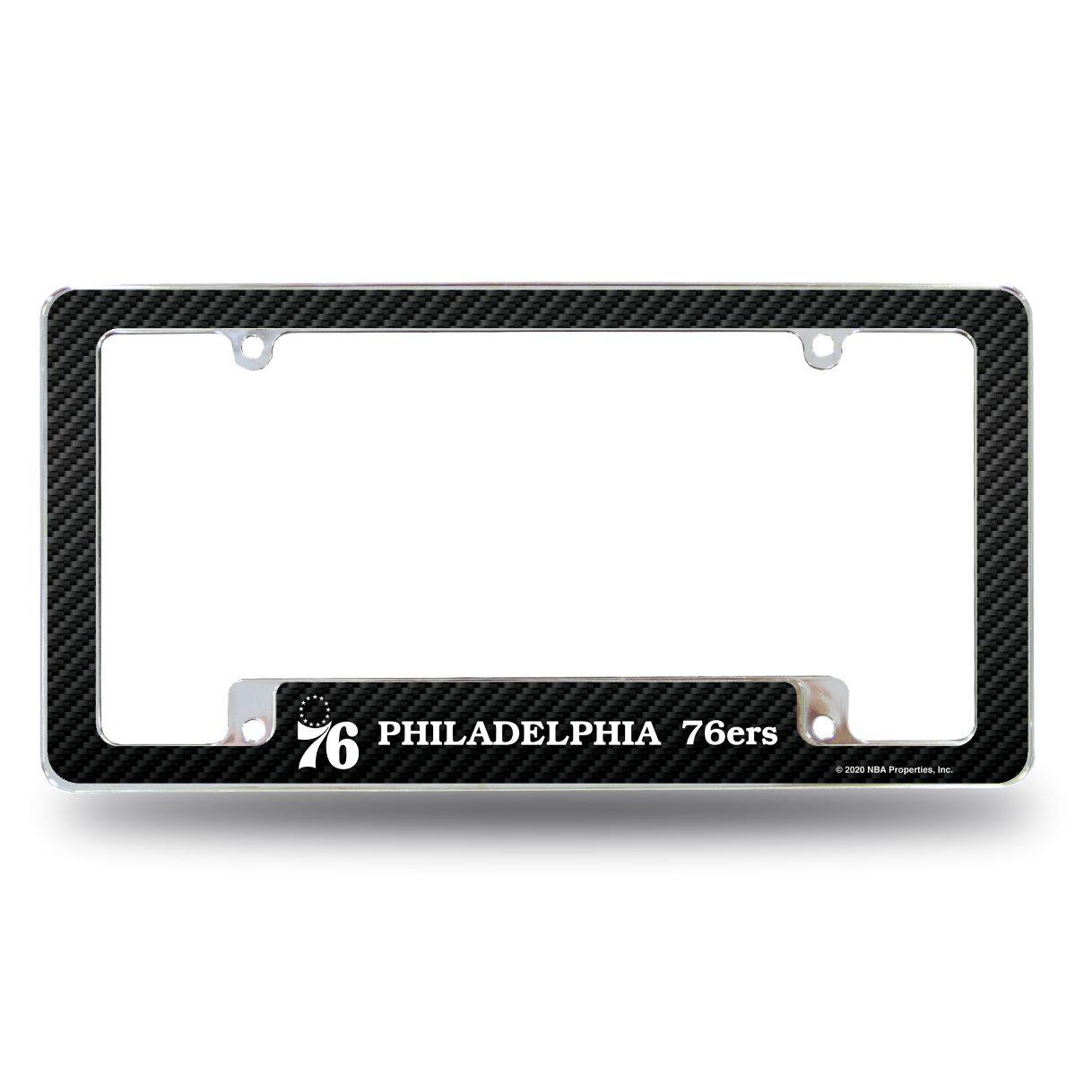Philadelphia 76ers NBA Chrome Metal License Plate Frame with Carbon Fiber Design