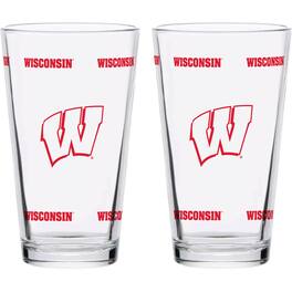 Indigo Falls - Wisconsin Badgers Two-Pack Knockout 16oz. Pint Glass Set - Multicolor