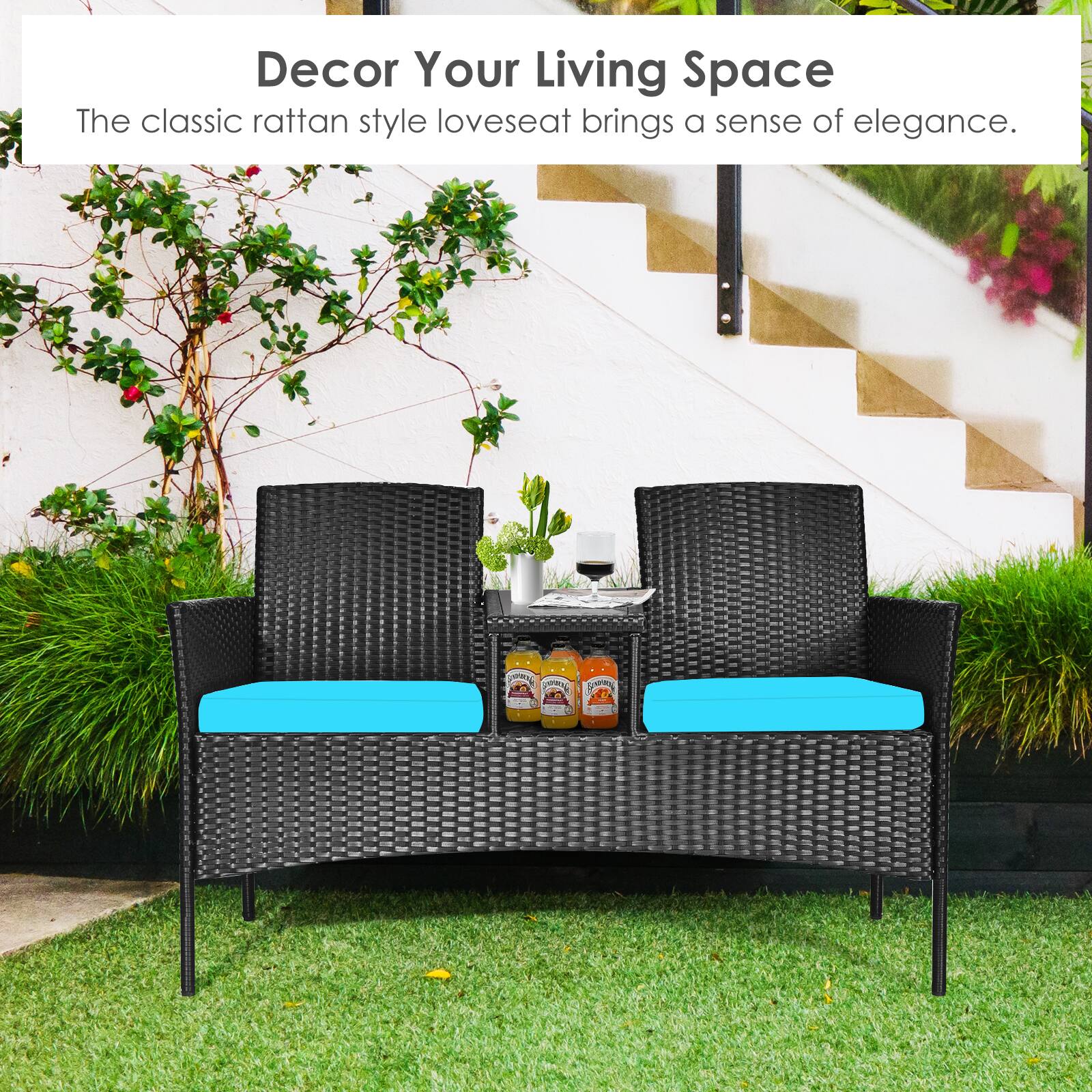Decor Your Living Space  
The classic rattan style loveseat brings a sense of elegance.