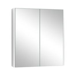 Pefilos - 2-Tier Wall-Mounted Bathroom Storage Cabinet with Double Mirror Doors and 2 Shelves, Bathroom Cabinet for Bathroom - White