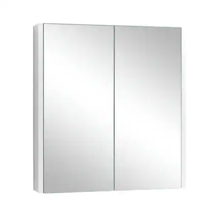 Front. Pefilos - 2-Tier Wall-Mounted Bathroom Storage Cabinet with Double Mirror Doors and 2 Shelves, Bathroom Cabinet for Bathroom - White.
