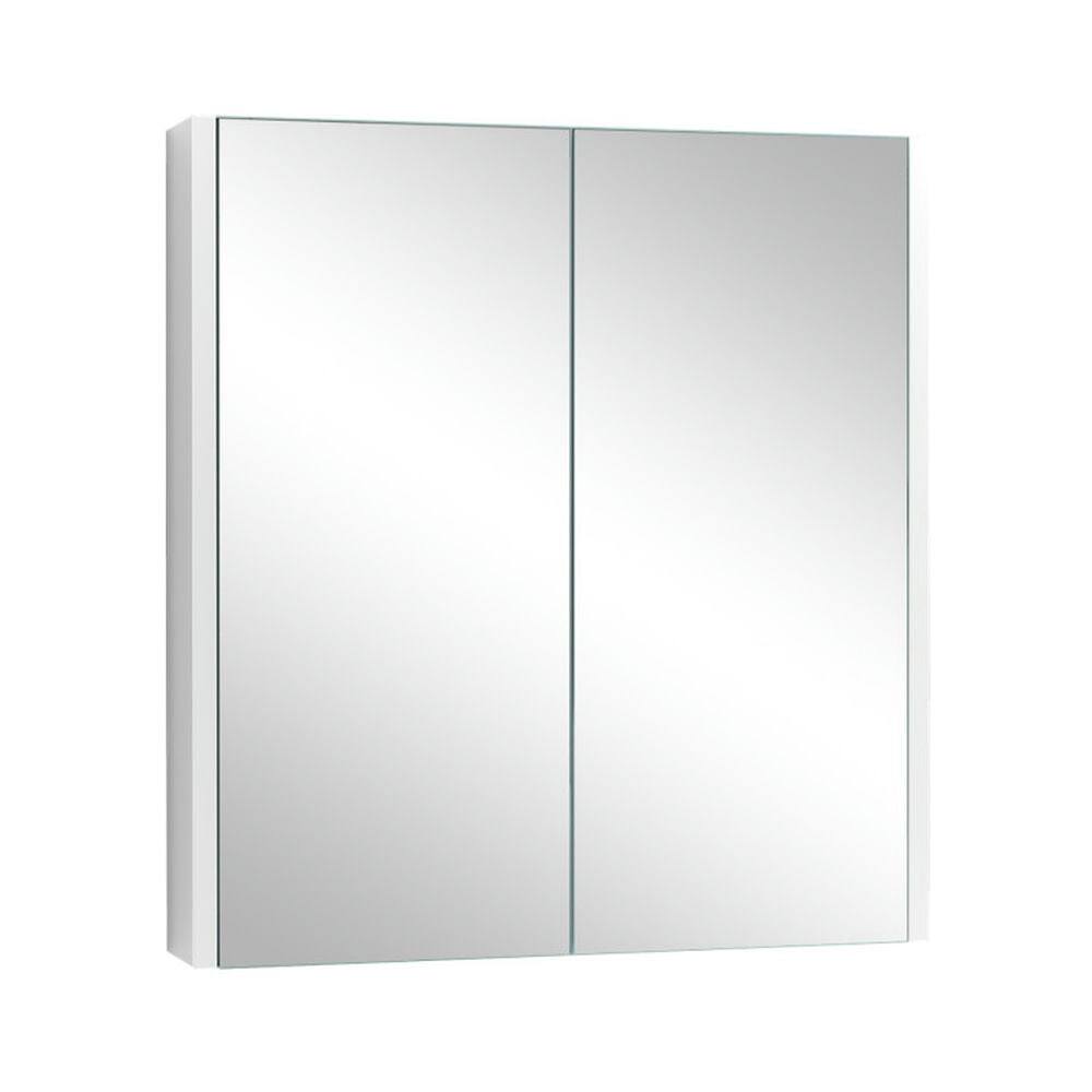 Front. Pefilos - 2-Tier Wall-Mounted Bathroom Storage Cabinet with Double Mirror Doors and 2 Shelves, Bathroom Cabinet for Bathroom - White.