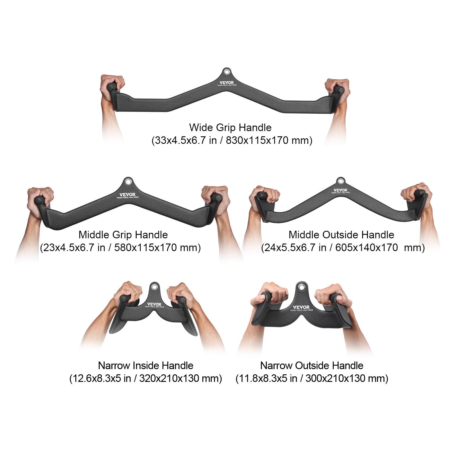 VEVOR Wide Grip Handle (33x4.5x6.7 in / 830x115x170 mm)

VEVOR Middle Grip Handle (23x4.5x6.7 in / 580x115x170 mm)

VEVOR Middle Outside Handle (24x5.5x6.7 in / 605x140x170 mm)

VEVOR Narrow Inside Handle (12.6x8.3x5 in / 320x210x130 mm)

VEVOR Narrow Outside Handle (11.8x8.3x5 in / 300x210x130 mm)