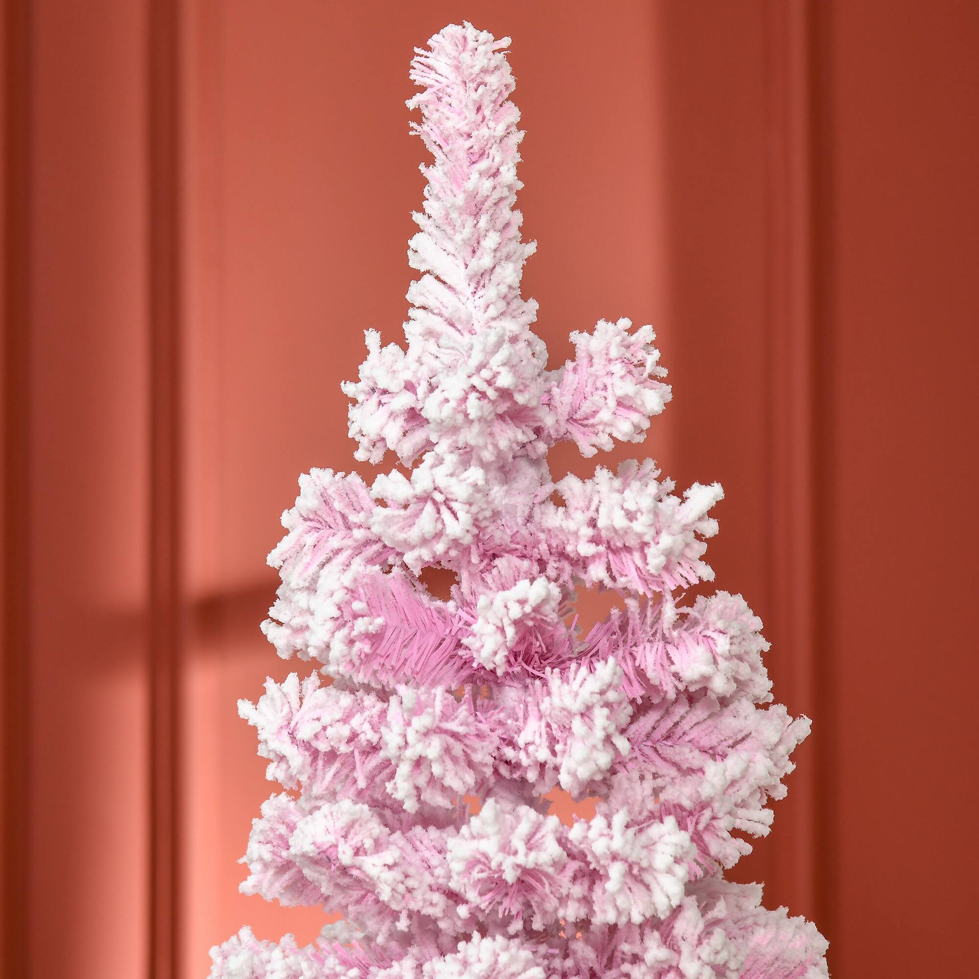 Alt View 7. Homcom - Unlit Snow Flocked Artificial Pencil Christmas Tree, Slim Pine Shape, Realistic Branches - pink.