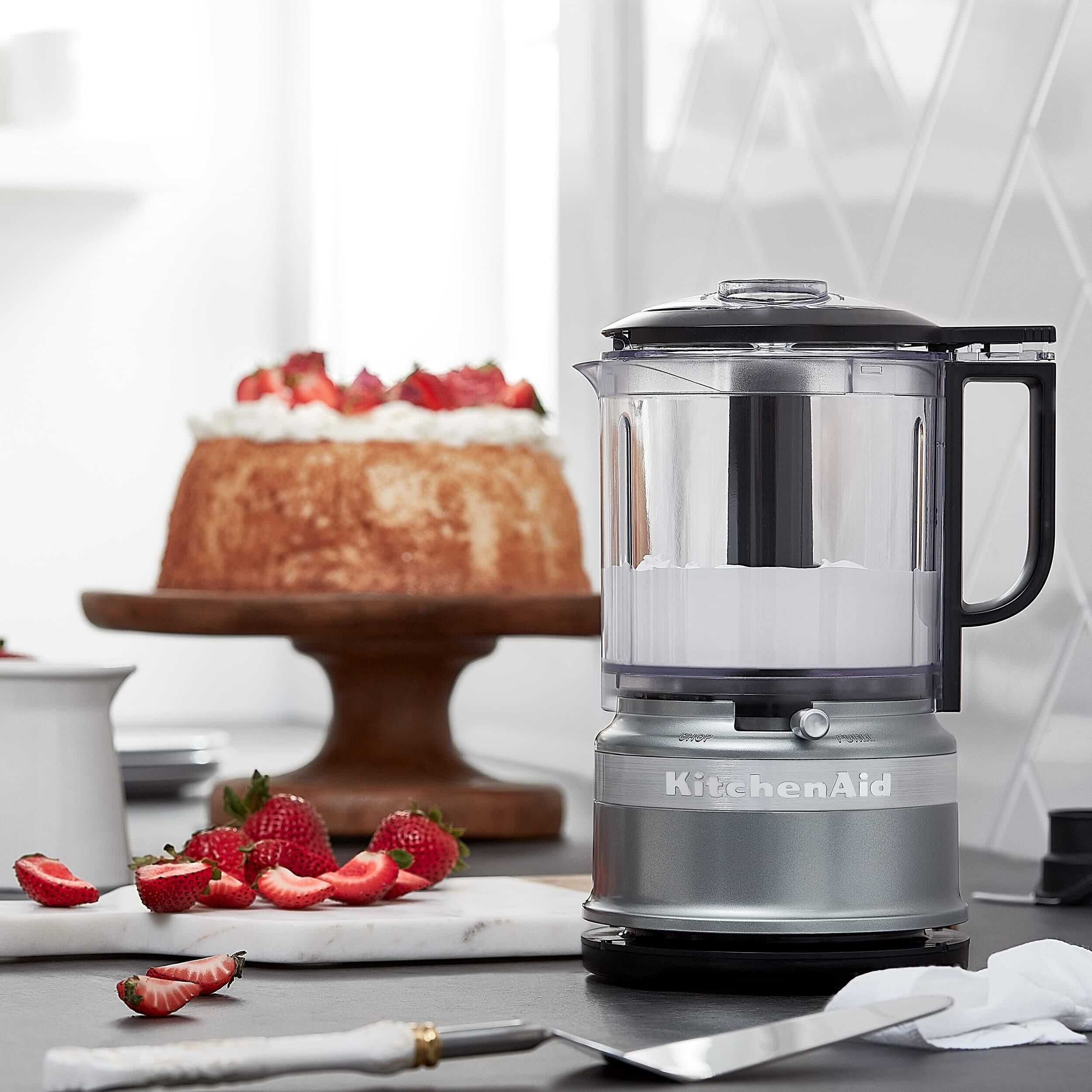 Alt View 2. KitchenAid - 5-Cup Food Chopper with Multi-Purpose Blade and Whisk Accessory, Contour Silver - Silver.