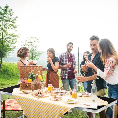 Alt View 9. Winado - 6FT Portable Folding Camping Table with Carry Handle, Adjustable Height for Party Picnic Outdoor Patio Garden Indoor - Black.