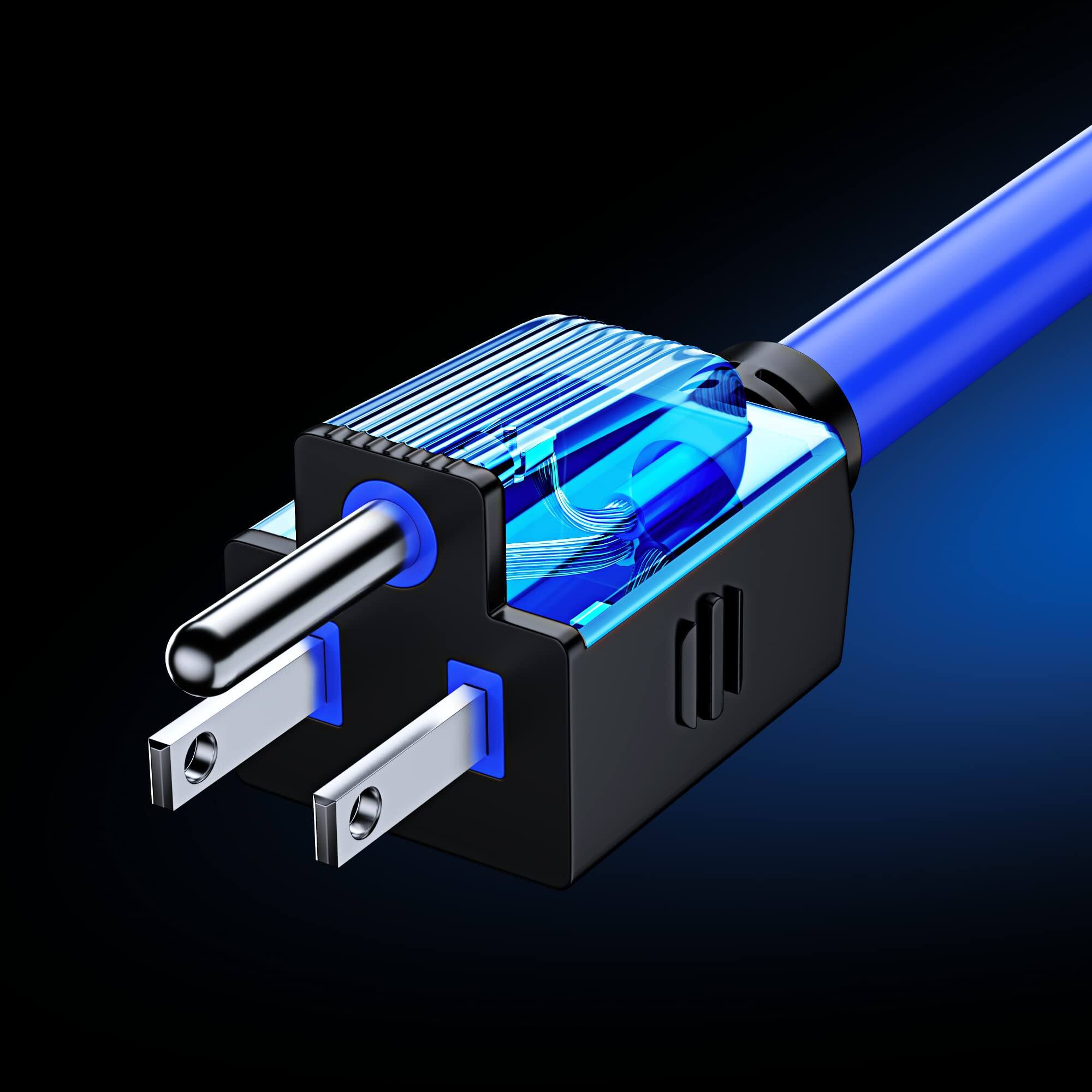 Alt View 2. Maximm - Extension Cord 10 Feet, SJTW Extension Cord with Multiple Outlets, 14 Gauge ETL Listed - Blue.