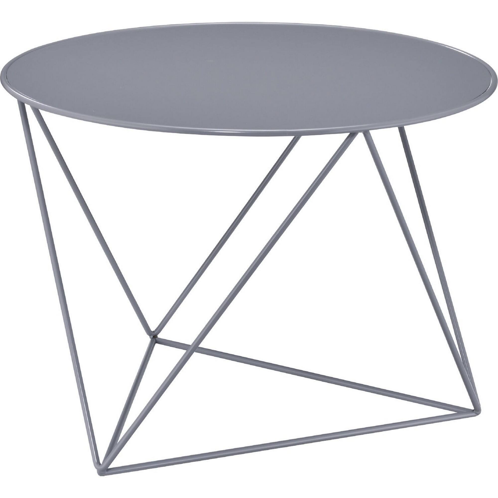 Front. Manhattan Lane - Accent Table with Open Geometric Base and Round Top - Gray.