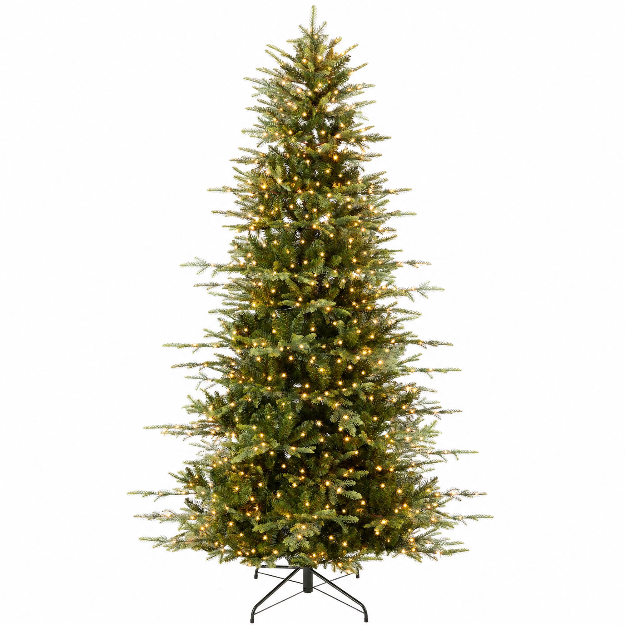 Best Choice Products - 7.5ft Pre-Lit Artificial Slim Aspen Noble Fir Christmas Tree w/ 2,136 Branch Tips, 400 LED Lights - Green
