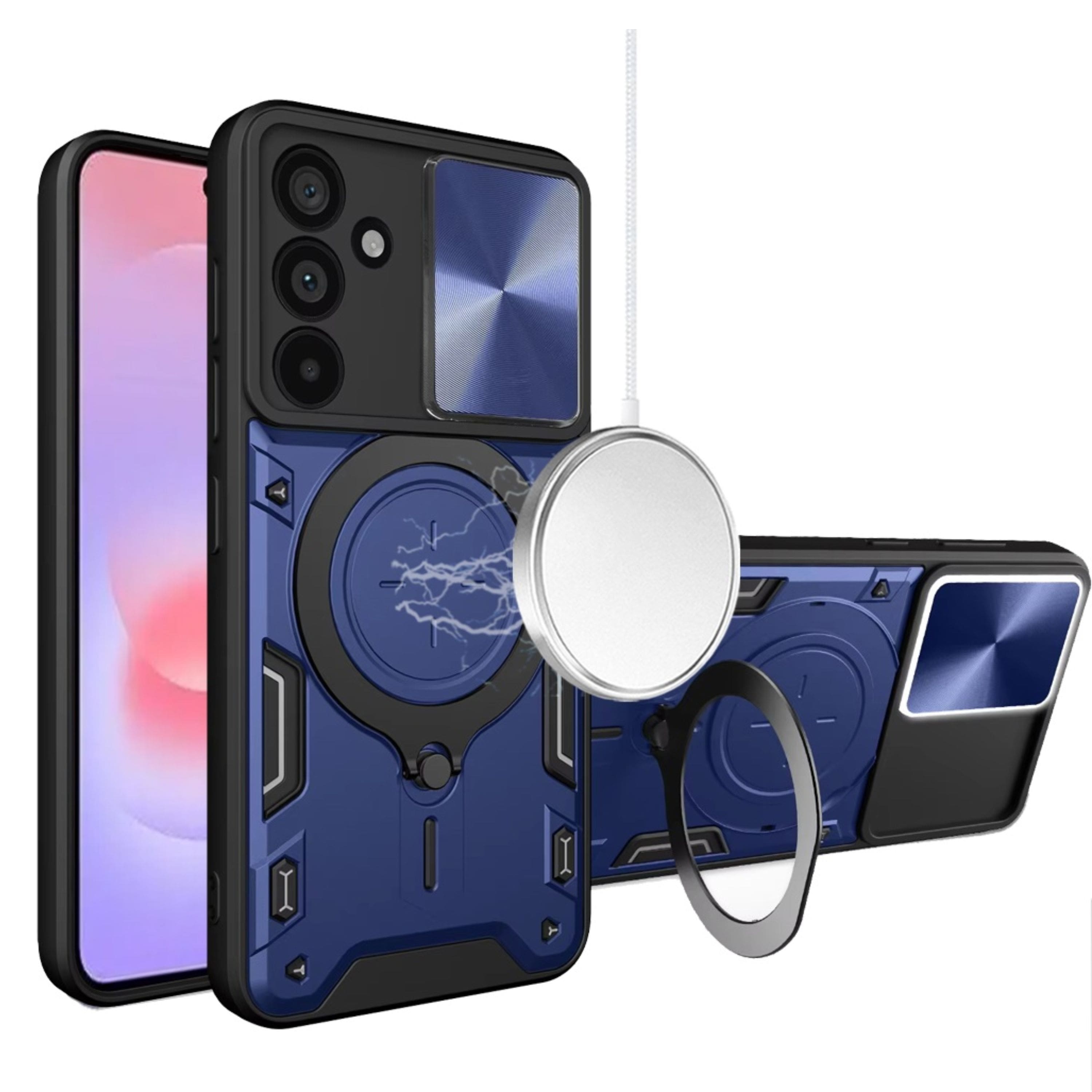 Kitcheniva - Heavy-Duty Magnetic Ring Case With Integrated Lens Protection And Tempered Glass For Samsung Galaxy A37 - Blue price history on PriceWatchPro