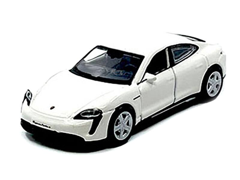 Angle. Maisto - Porsche Taycan Turbo S White "Speed Icons" Series 1/64 Diecast Model Car by Maisto - White.