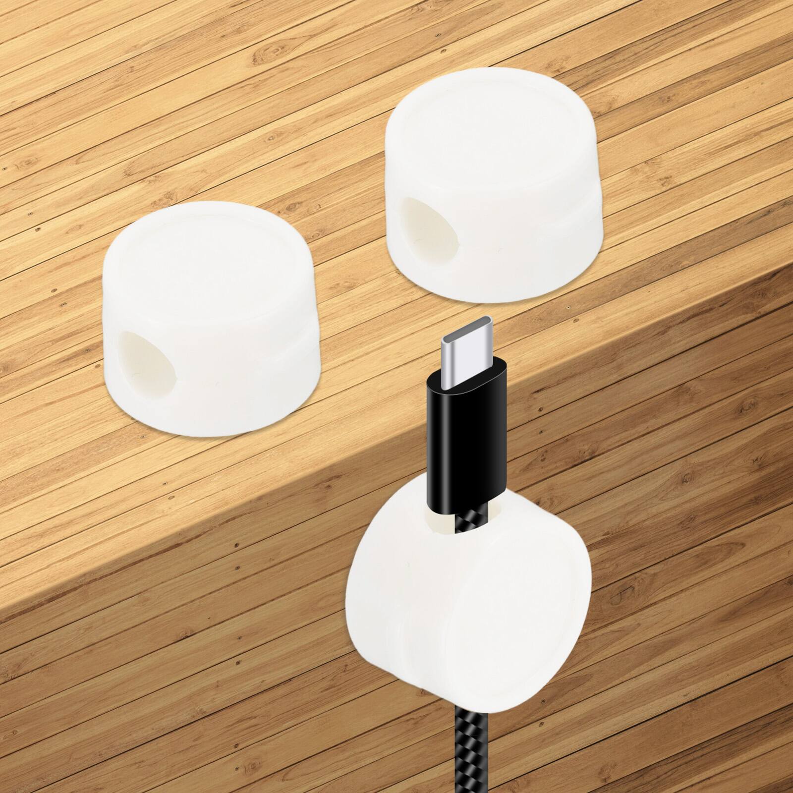 Front. Unique Bargains - 3pcs Magnetic Spring Desk Cable Management Clips Adhesive Cord Holder Keeper for Office Desktop Wall Car - White.