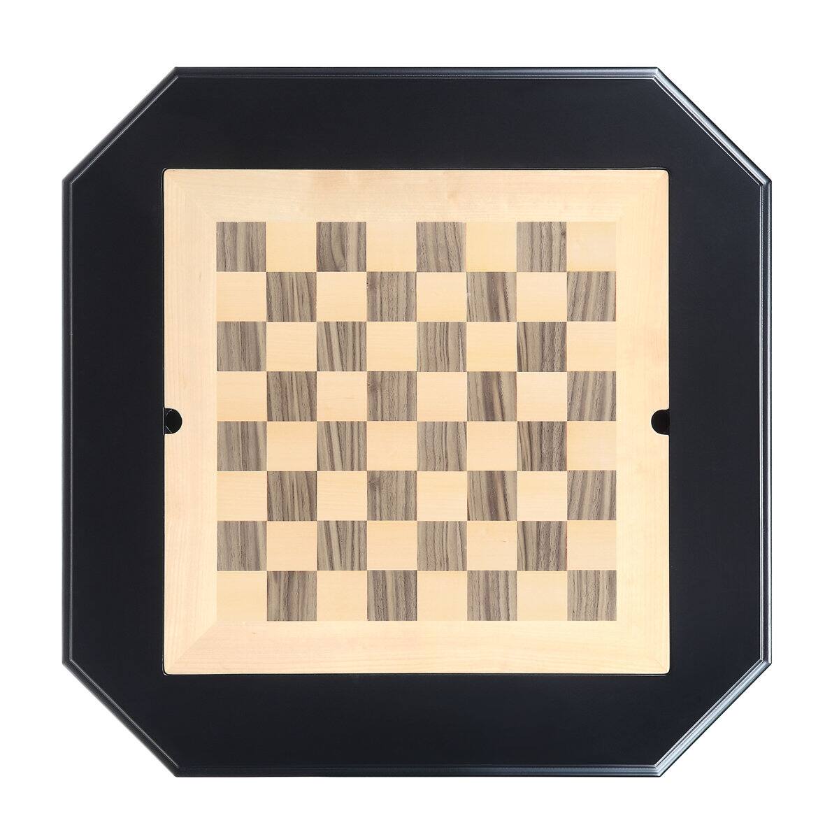 Back. Bothwa Home - Wood Pedestal Game Table with Reversible Chess Checkers Backgammon Top and Storage Drawer - Black.