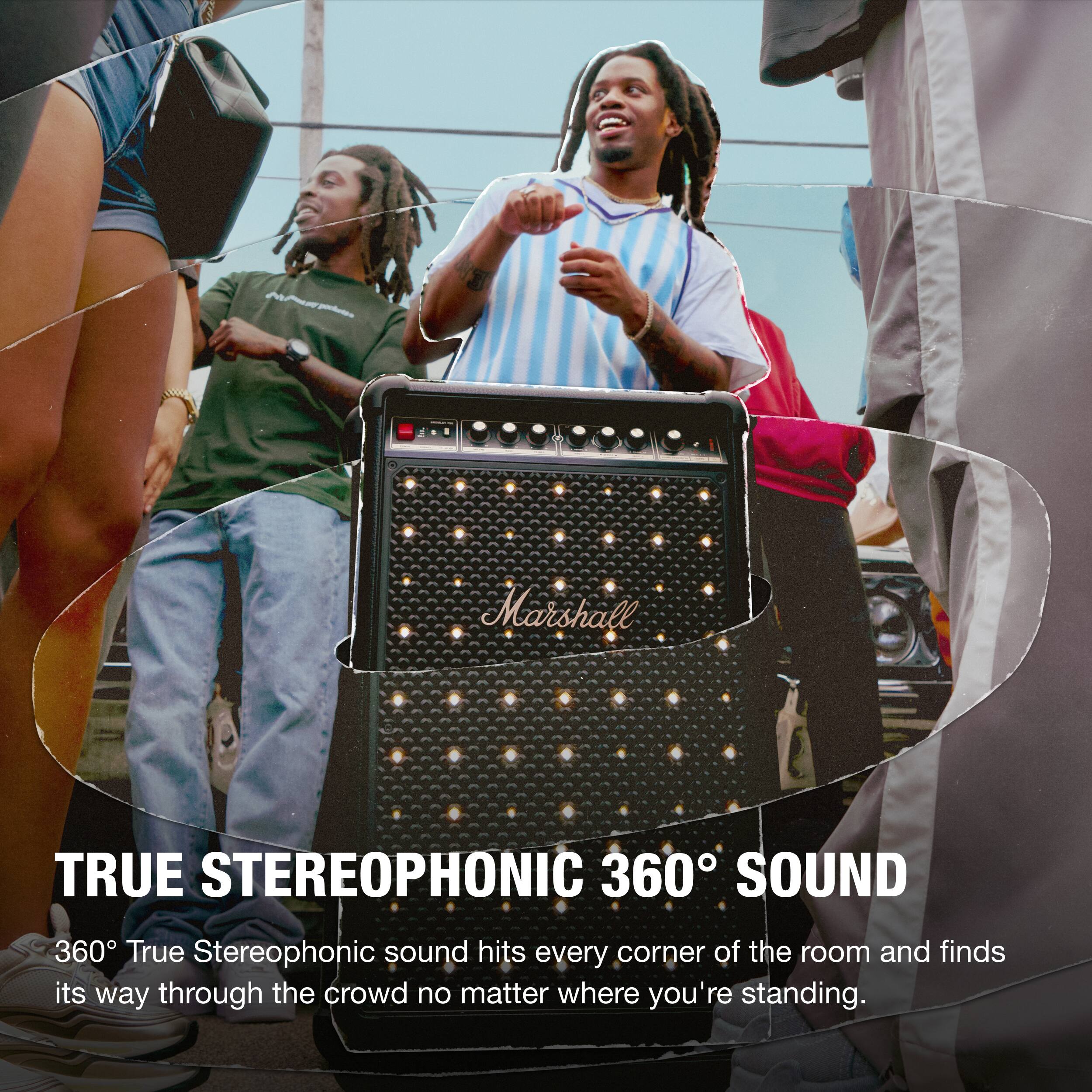 TRUE STEREOPHONIC 360° SOUND

360° True Stereophonic sound hits every corner of the room and finds its way through the crowd no matter where you're standing.