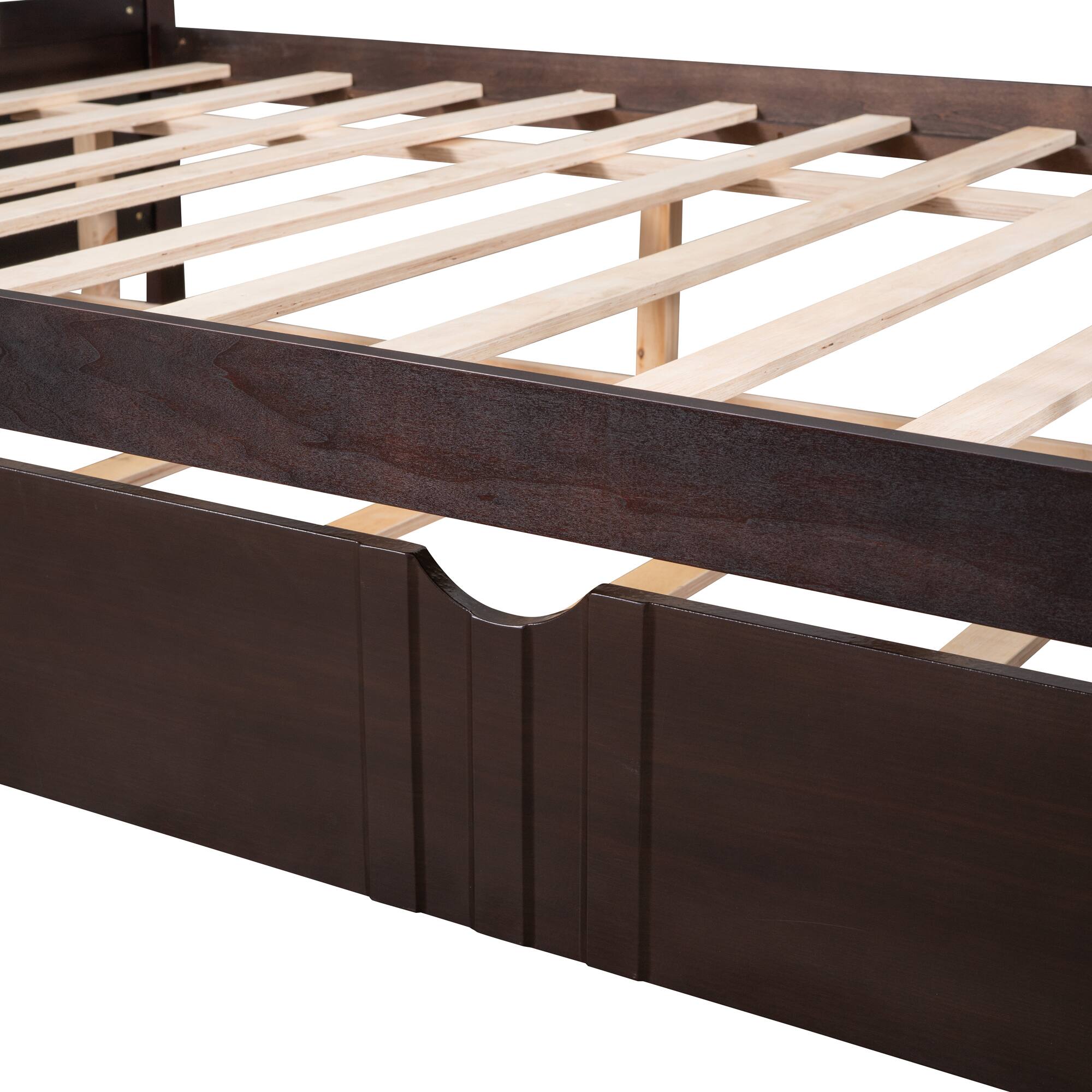 Alt View 4. Tiramisubest - Full Size Daybed Wood Bed with Twin Size Trundle,Espresso - Espresso.