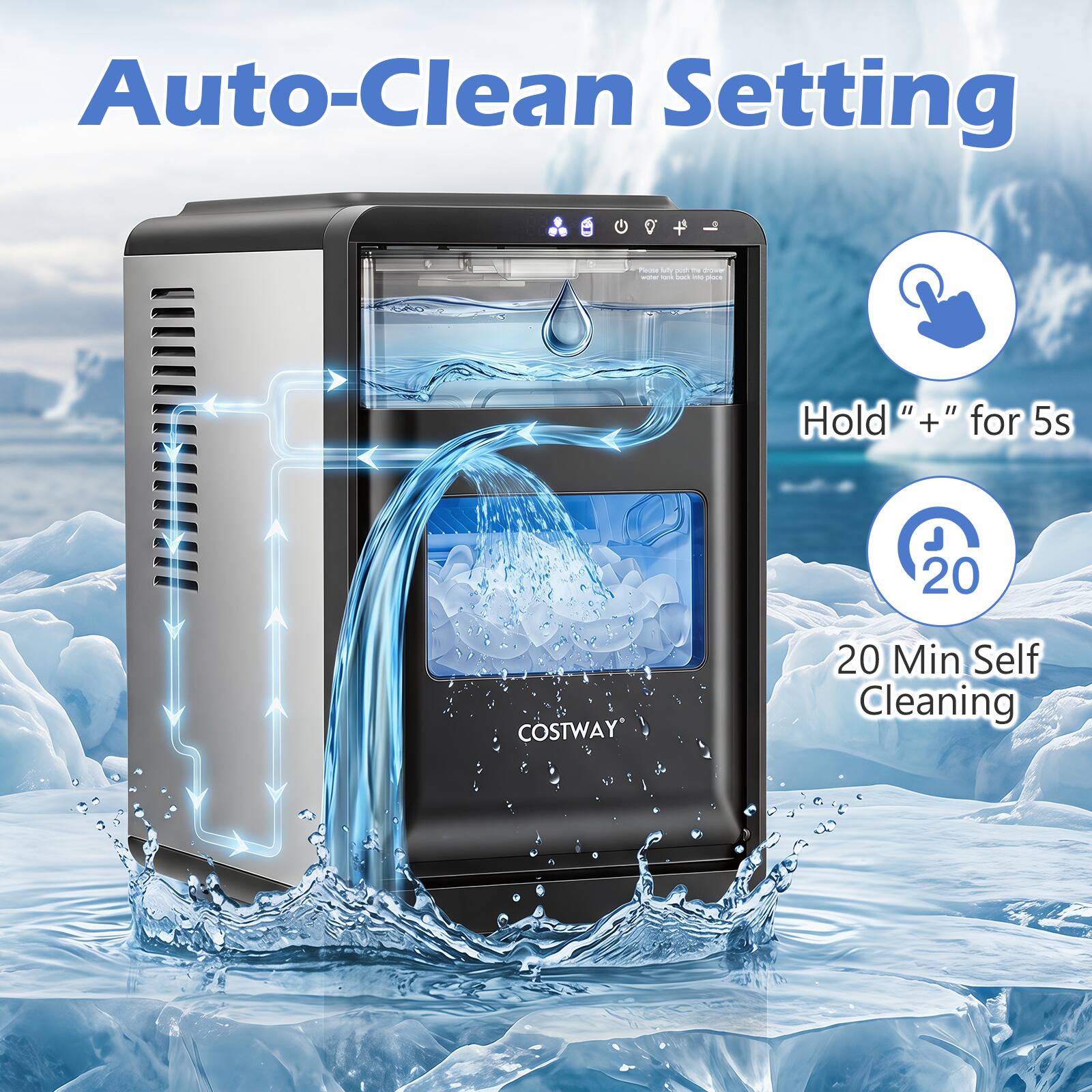 Auto-Clean Setting

Hold "+" for 5s

20 Min Self Cleaning
