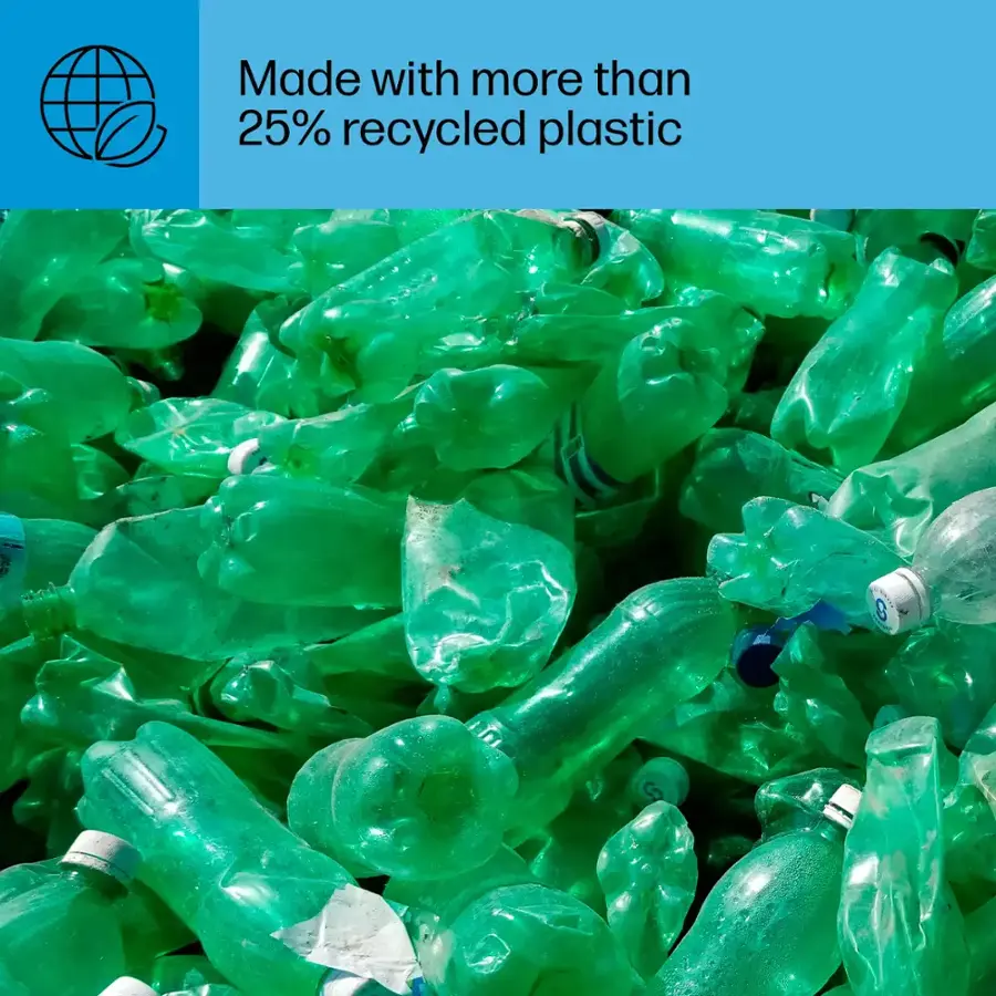 Made with more than 25% recycled plastic.