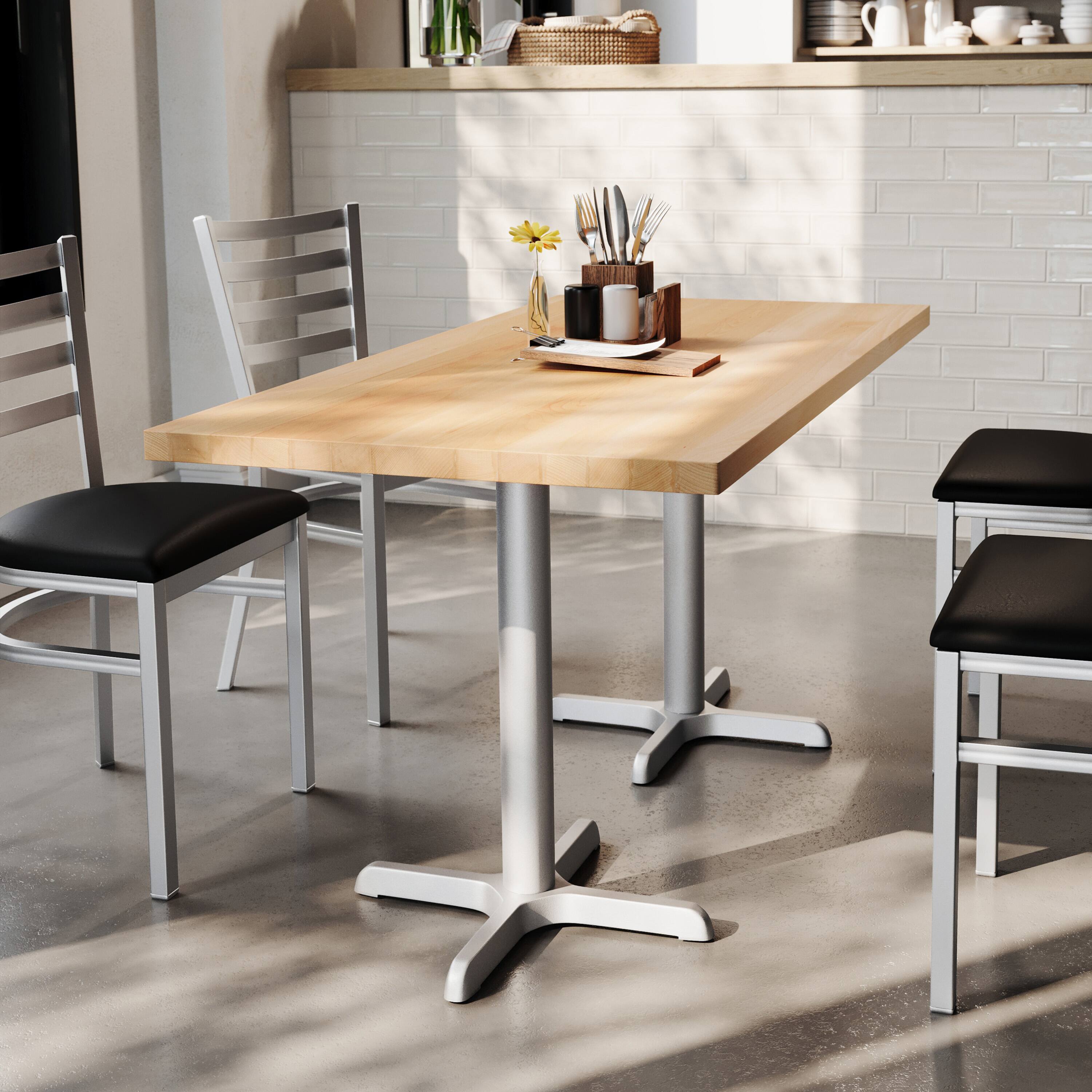 Alt View 2. Flash Furniture - Bennett 30" x 60" Solid Wood Commercial Indoor Tabletop in Natural with 22" x 22" Dining Height Rust-Resistant Silver Ca - Natural.