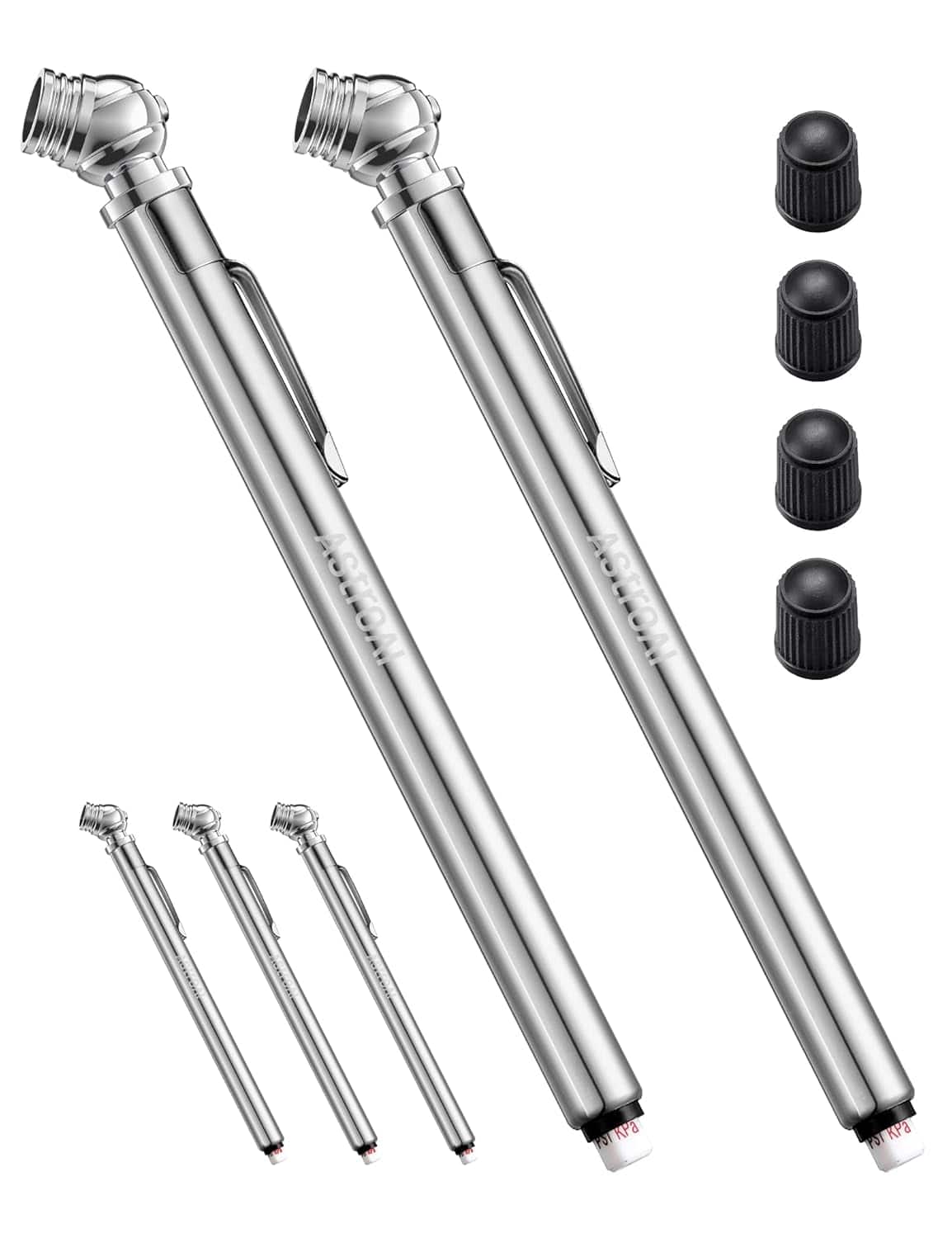 AstroAI - Pencil Tire Pressure Gauge 5 Pack, 10-75 PSI, ANSI B40.1 Grade B, Stainless Steel Body, Metal Nozzle, 3 Measurements