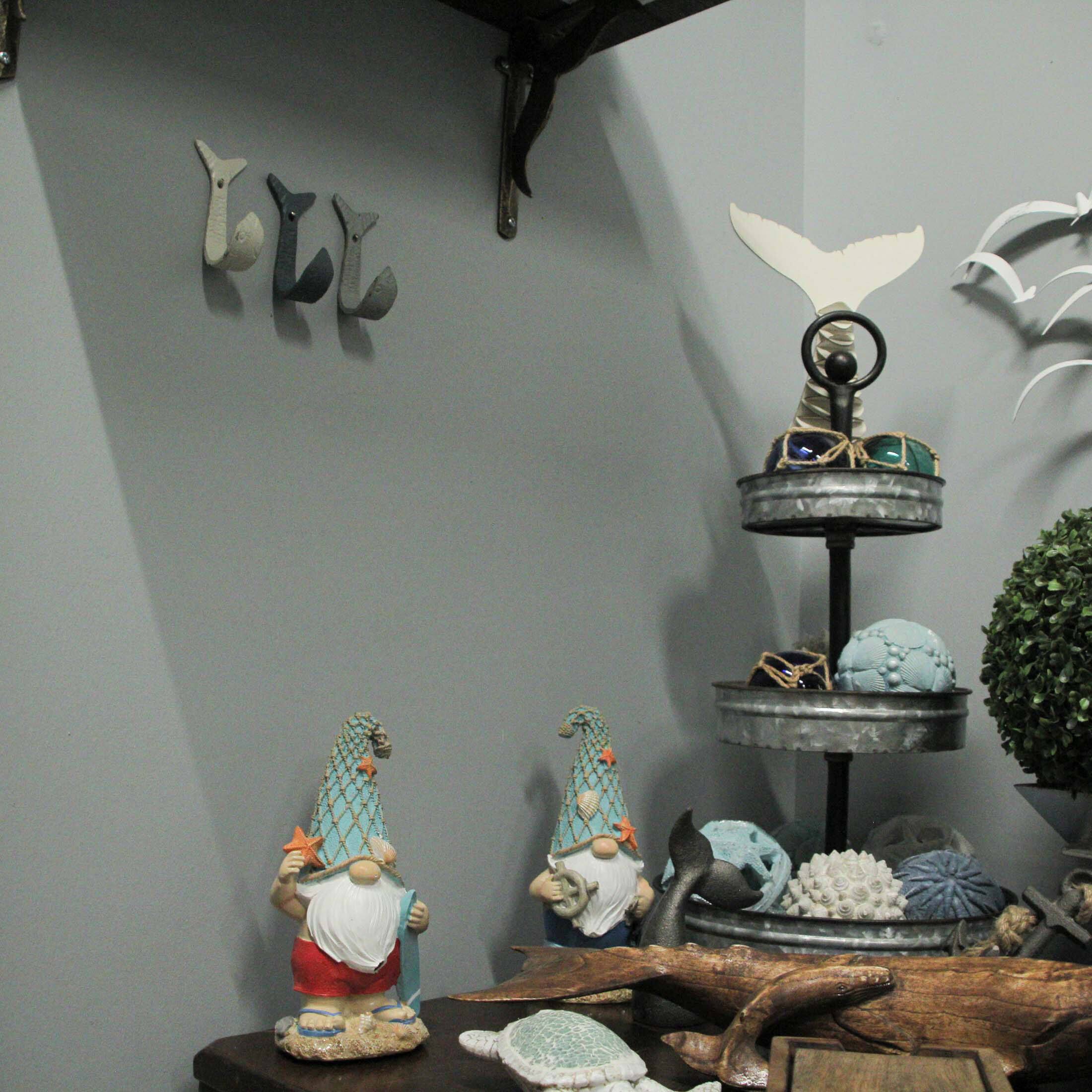 Alt View 5. Zeckos - Set of 3 Flipping Fish Wall Hooks - 4" - Blue, Gray, White - Coastal Decor - Multicolored.