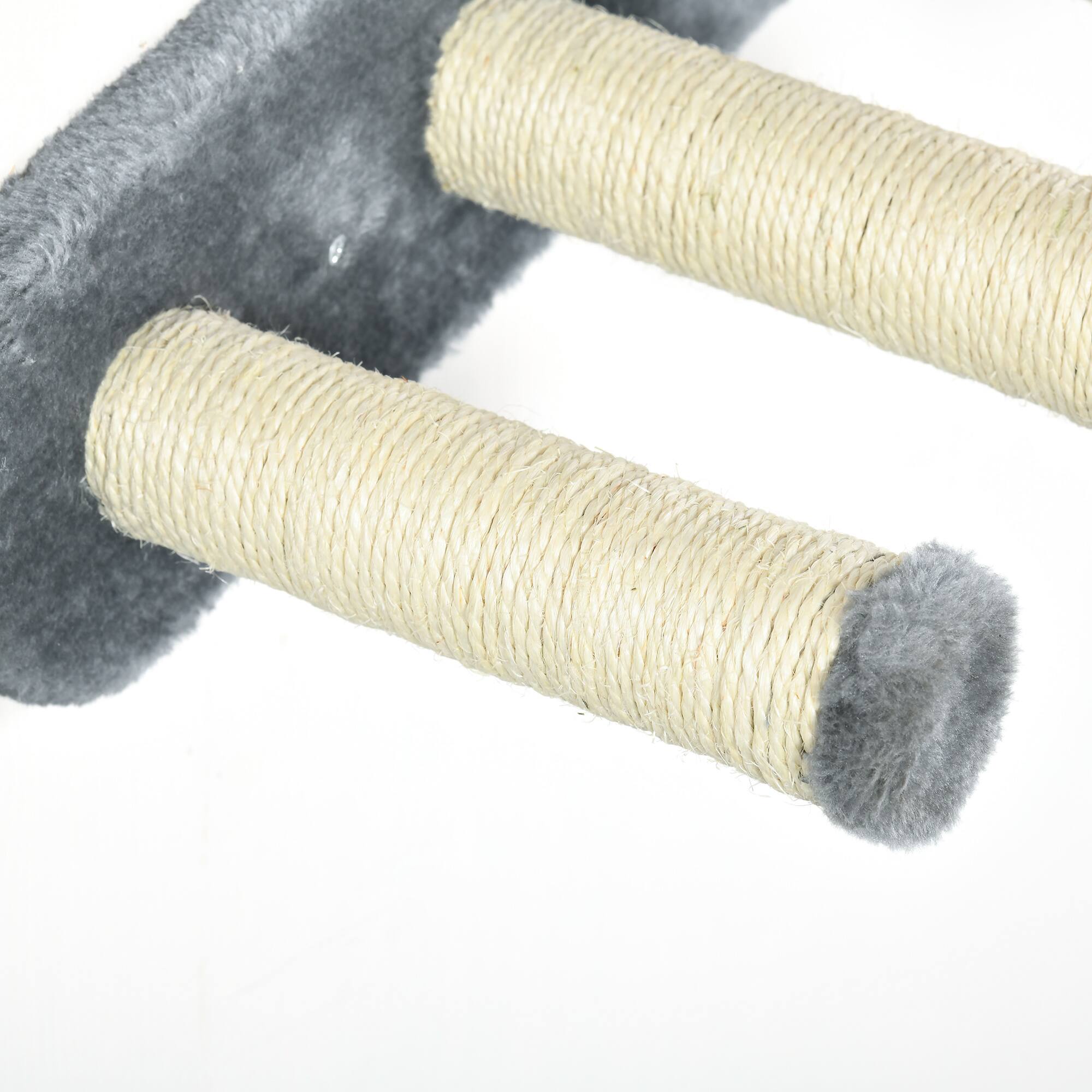 Alt View 4. Pawhut - Cat Wall Shelves, 4 Pcs Cat Wall Furniture Cat Climbing Shelf with Cat Hammock, 3 Steps, Perches, Scratching Post - Gray.