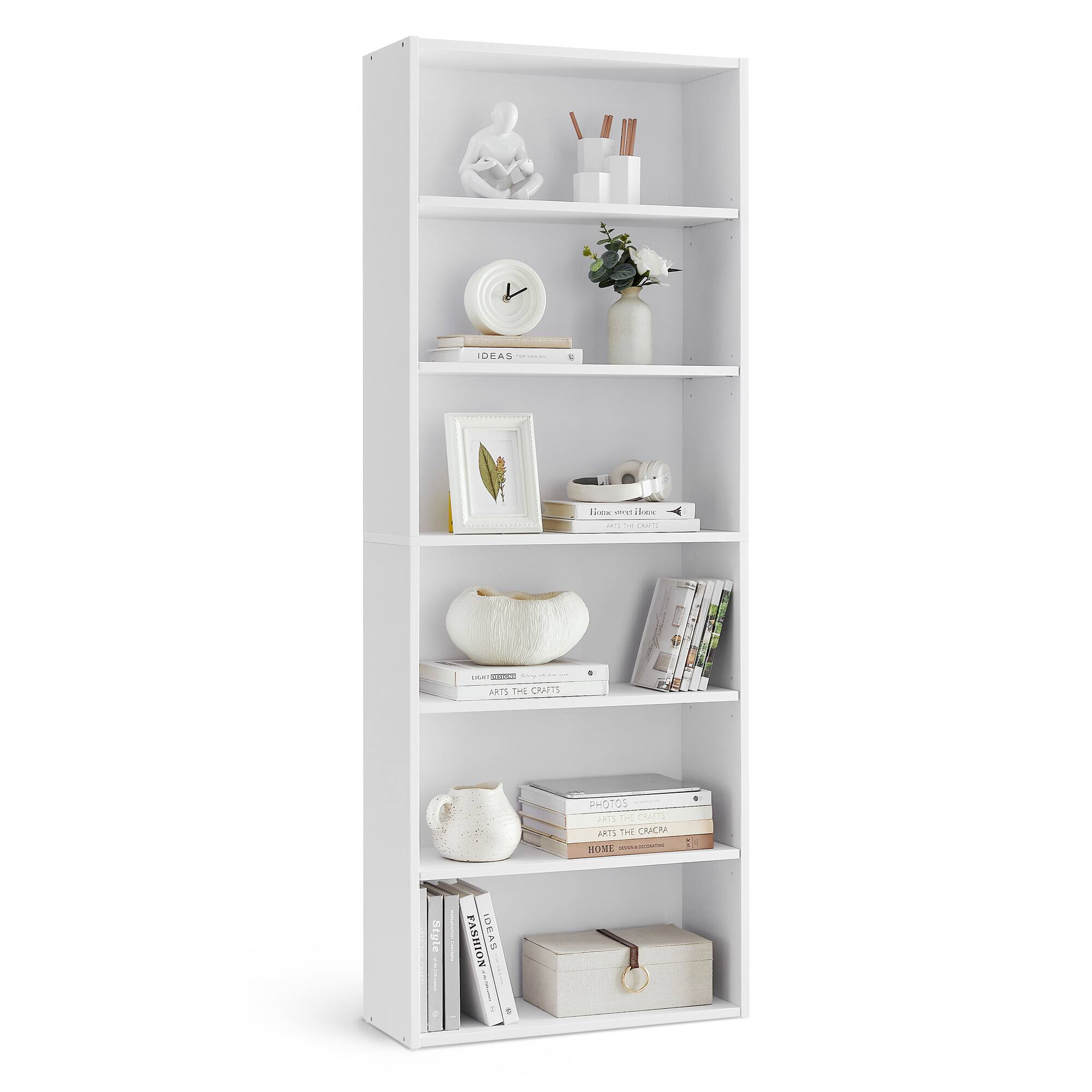 Songmics Home - CUSTOS Collection - Bookshelf, 6-Tier Bookcase, Book Shelf, Open Storage Shelf,for Living Room, Home Office - Cloud White